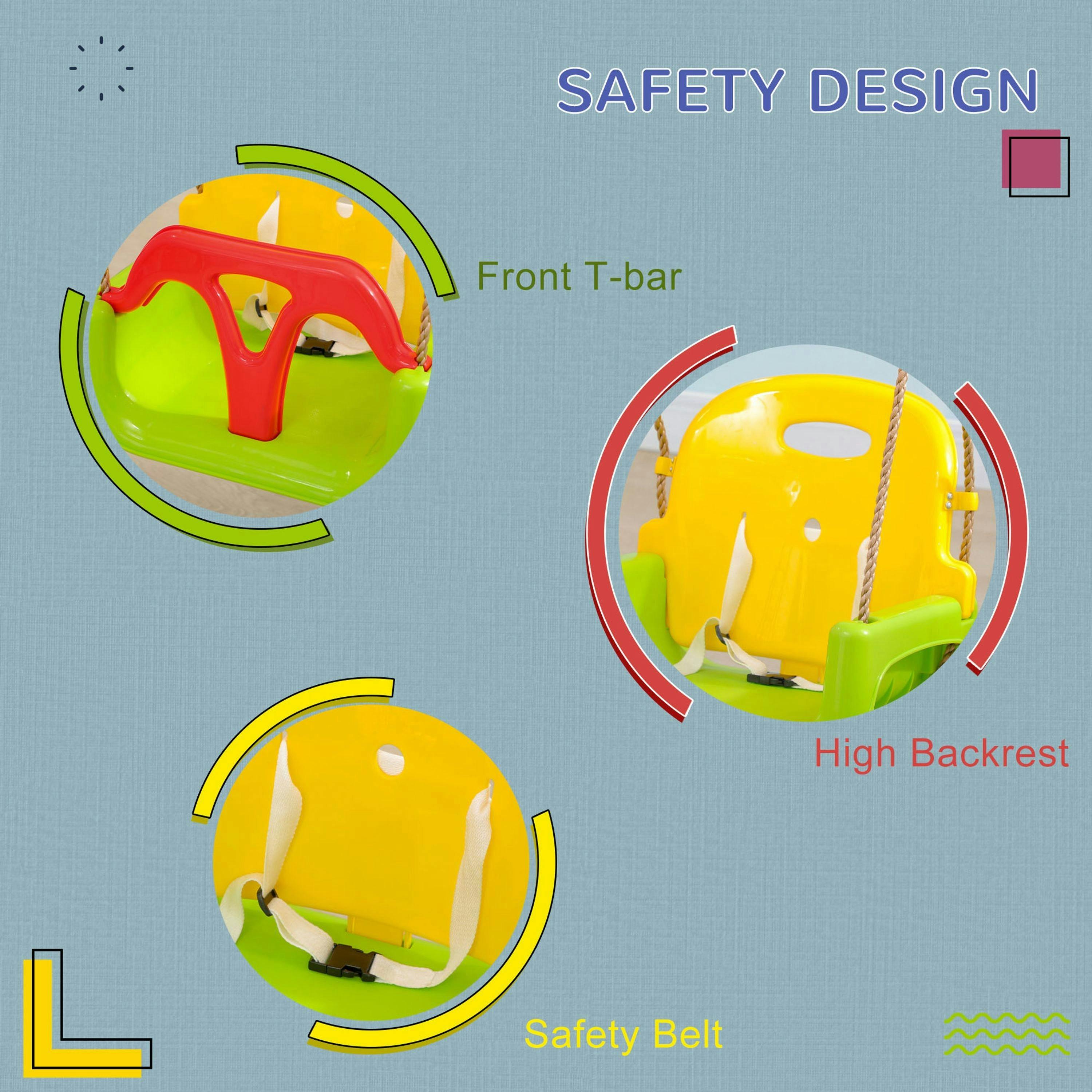 Outsunny 3 in 1 Kids Swing Seat, Adjustable Toddler Swing Chair , view 6 of 6