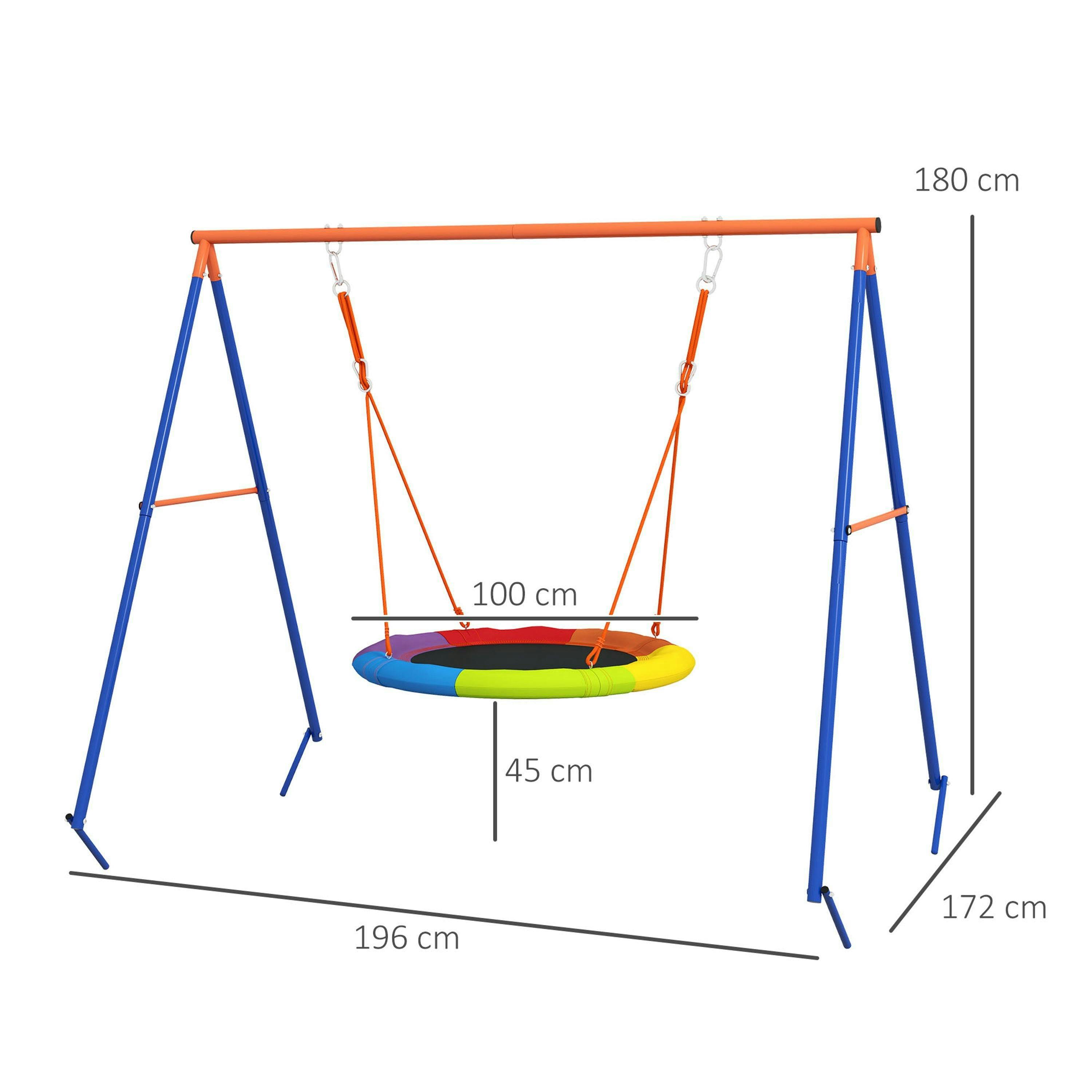 Outsunny Kids Swing Nest Swing Seat with A-Frame Structure for Outdoor Use , view 3 of 6