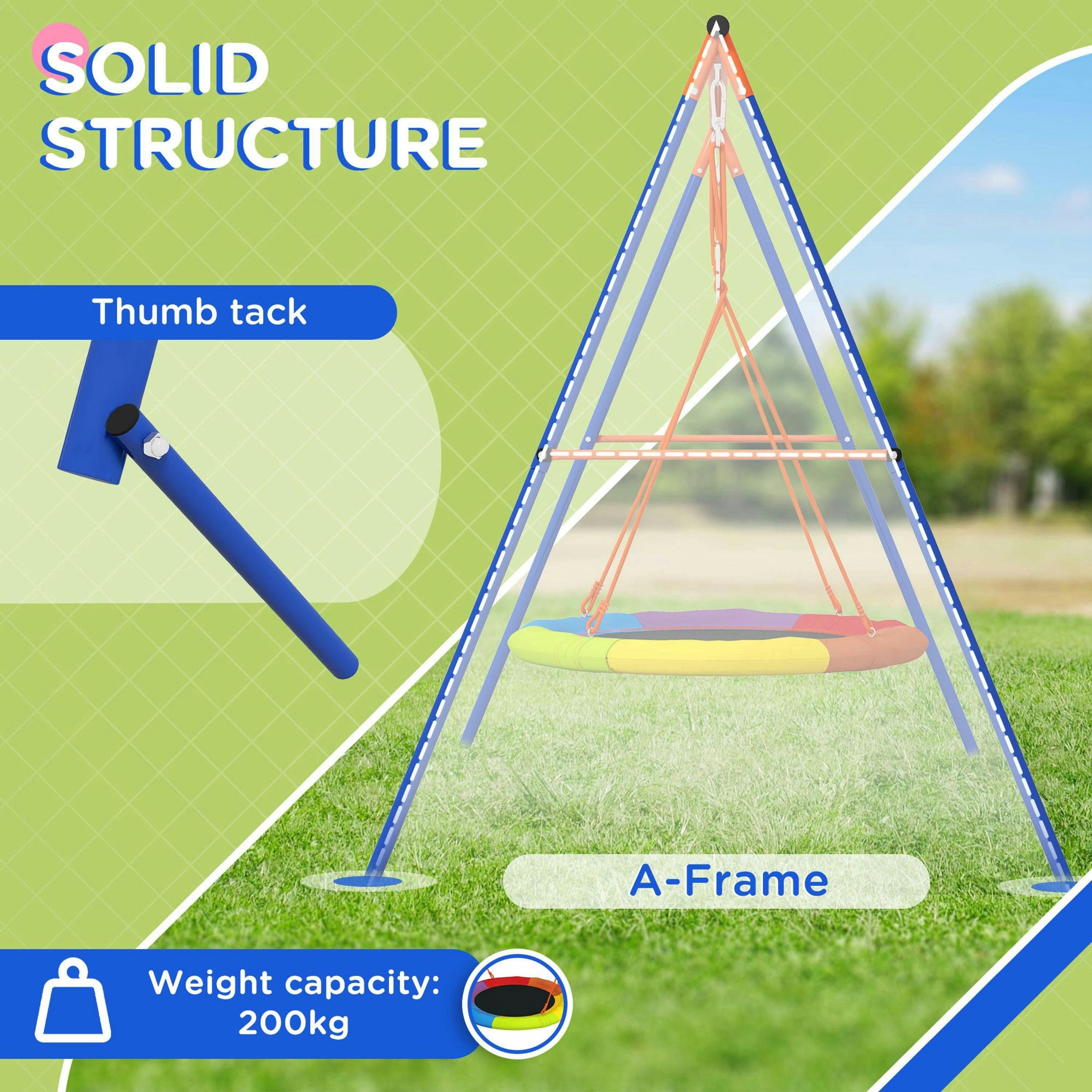 Outsunny Kids Swing Nest Swing Seat with A-Frame Structure for Outdoor Use , view 4 of 6
