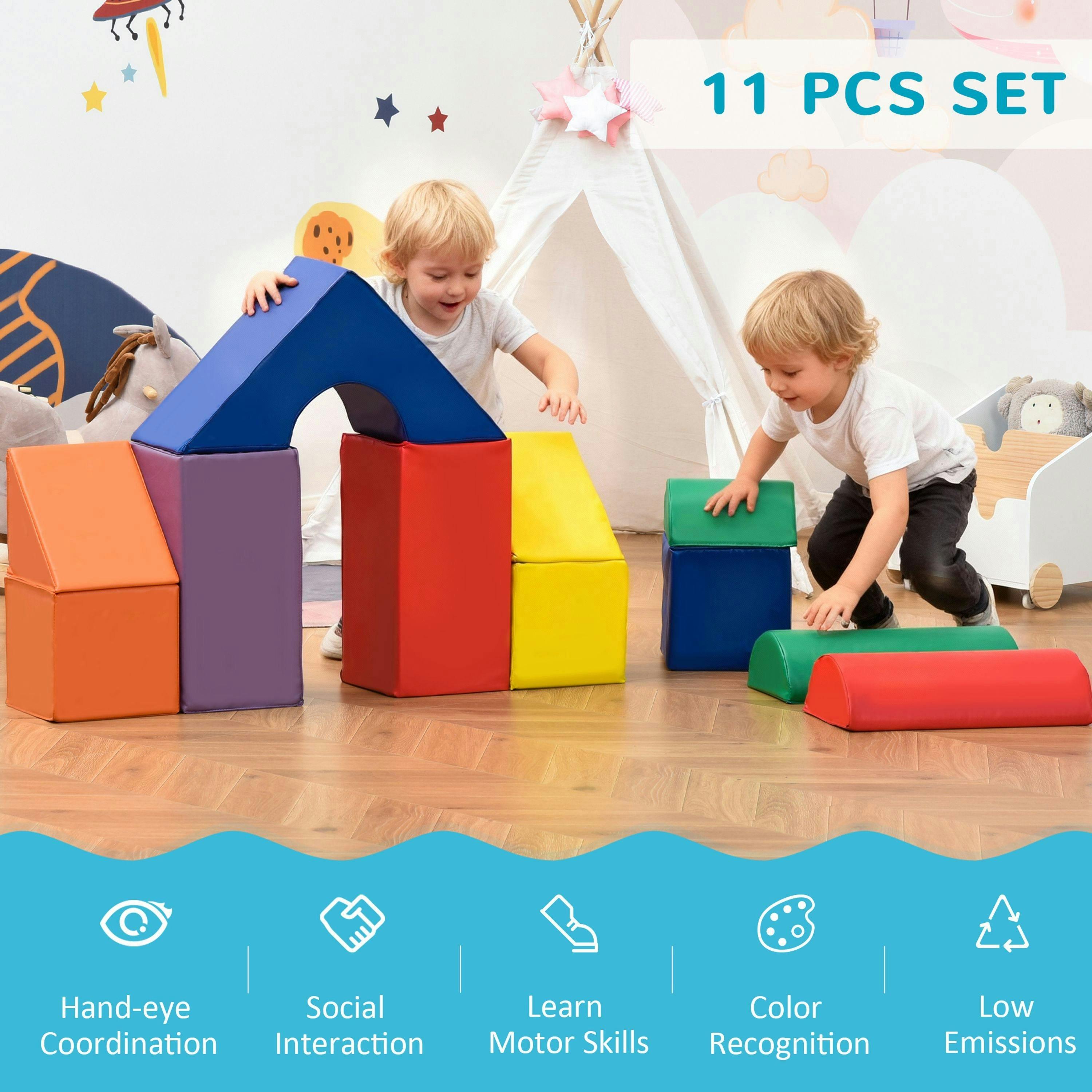 HOMCOM 11-Piece Soft Play Equipment for Toddlers, Soft Play Set , view 4 of 6