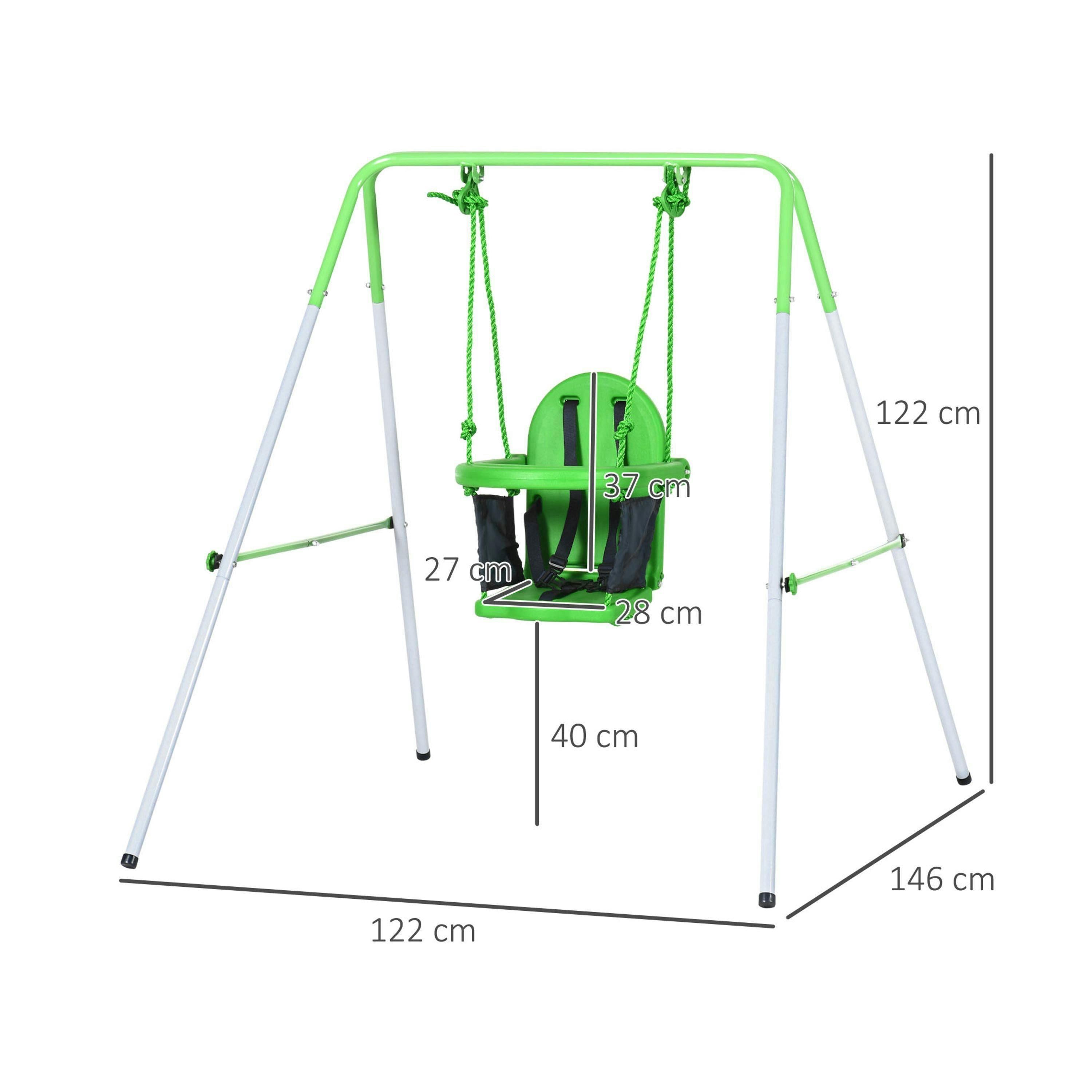 Outsunny Nursery Swing with Safety Seat Belt, Support Back for Indoor Outdoor , view 3 of 6