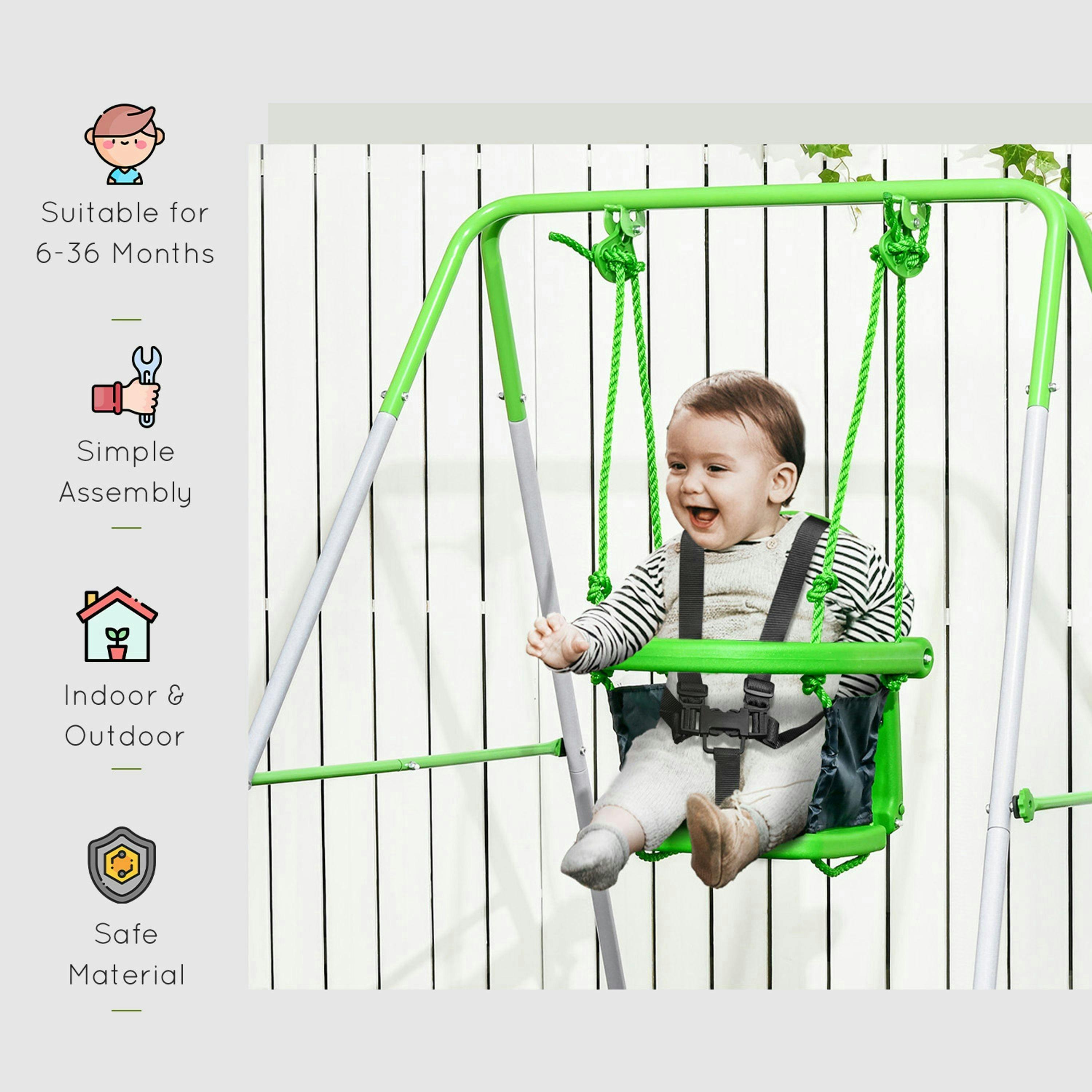 Outsunny Nursery Swing with Safety Seat Belt, Support Back for Indoor Outdoor , view 4 of 6