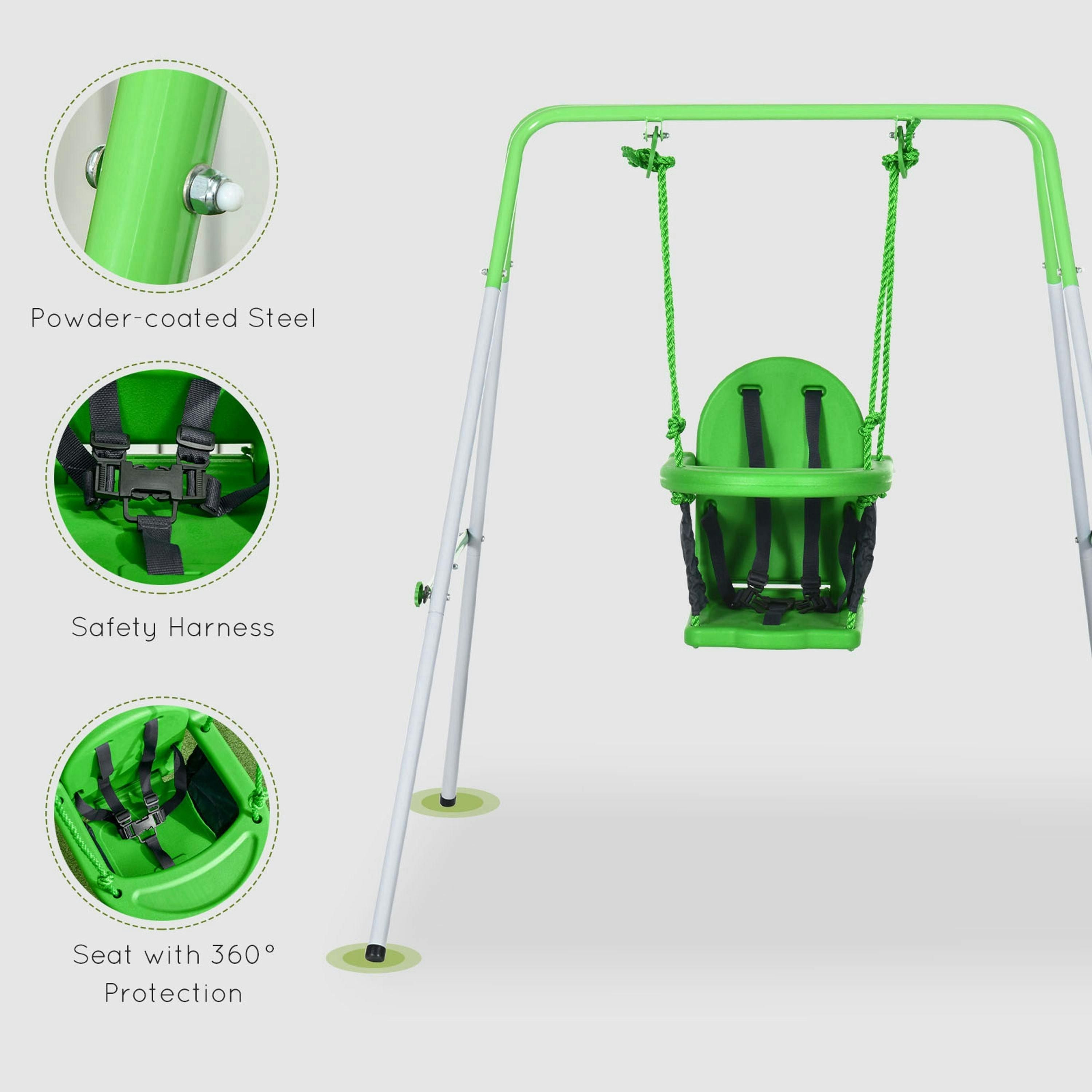 Outsunny Nursery Swing with Safety Seat Belt, Support Back for Indoor Outdoor , view 5 of 6