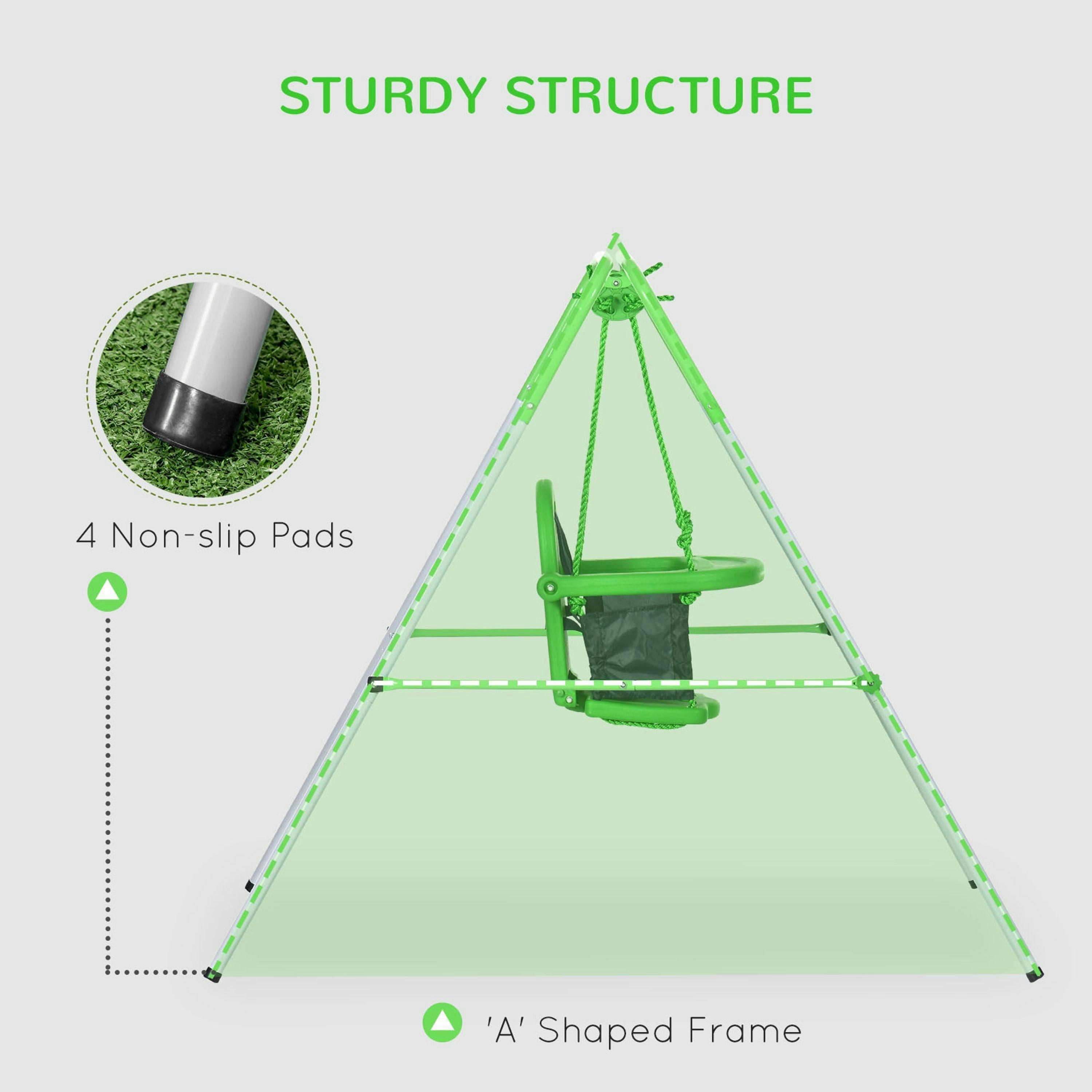 Outsunny Nursery Swing with Safety Seat Belt, Support Back for Indoor Outdoor , view 6 of 6