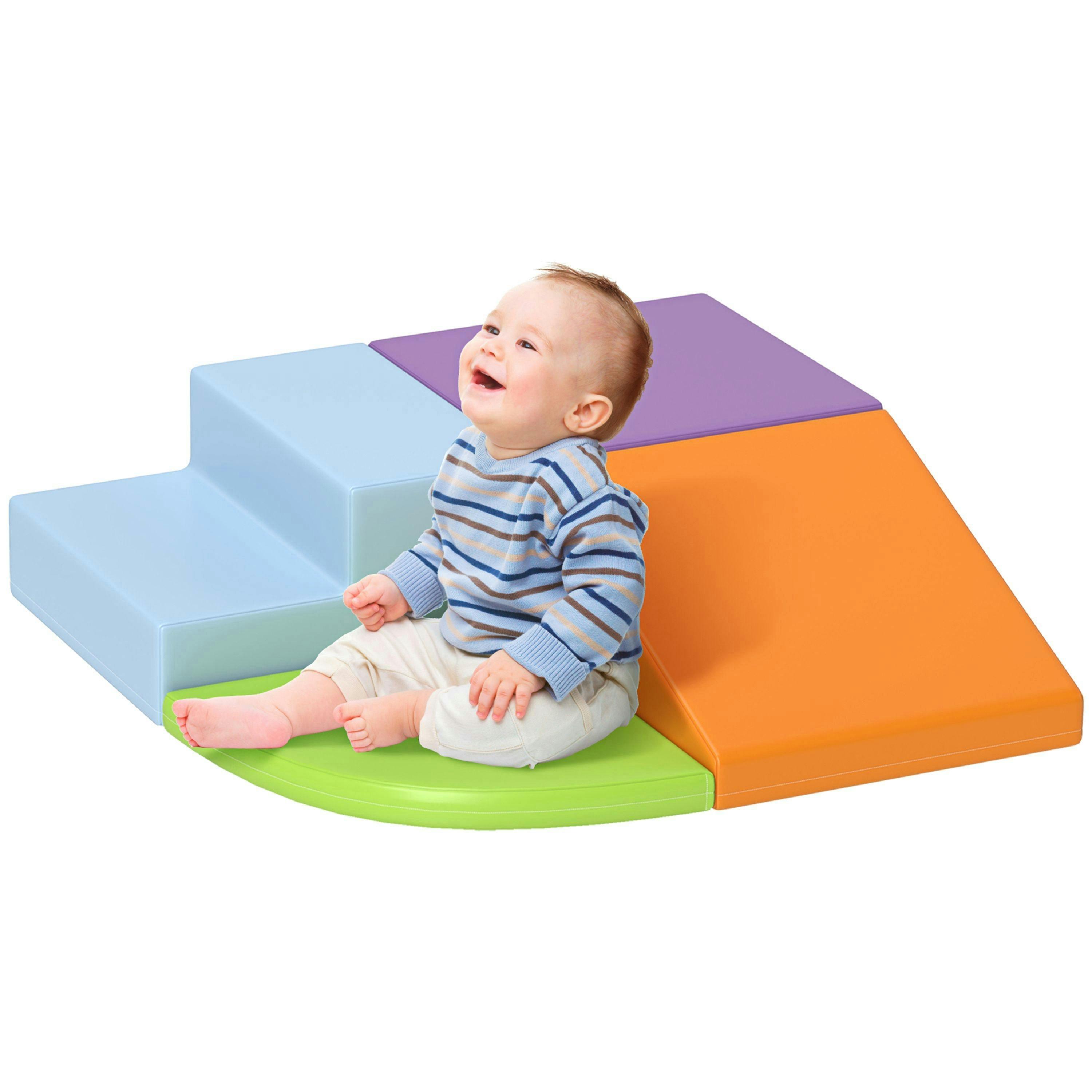 HOMCOM 4-piece Soft Play Set Climb and Crawl Foam Activity Toys Orange , view 2 of 6