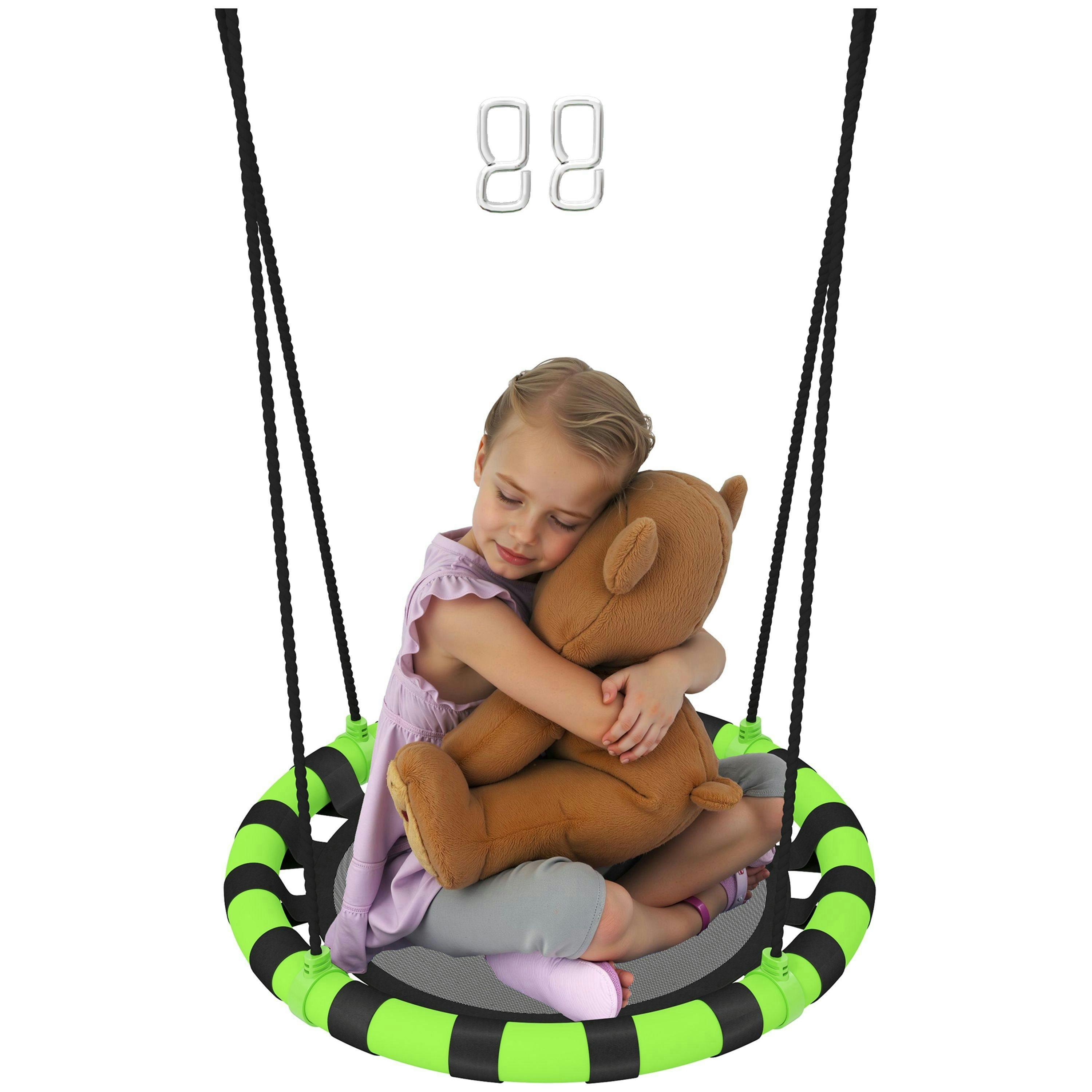 AIYAPLAY Kid Nest Swing Seat, 60cm Diameter Round Saucer Swing Set, Black , view 2 of 6