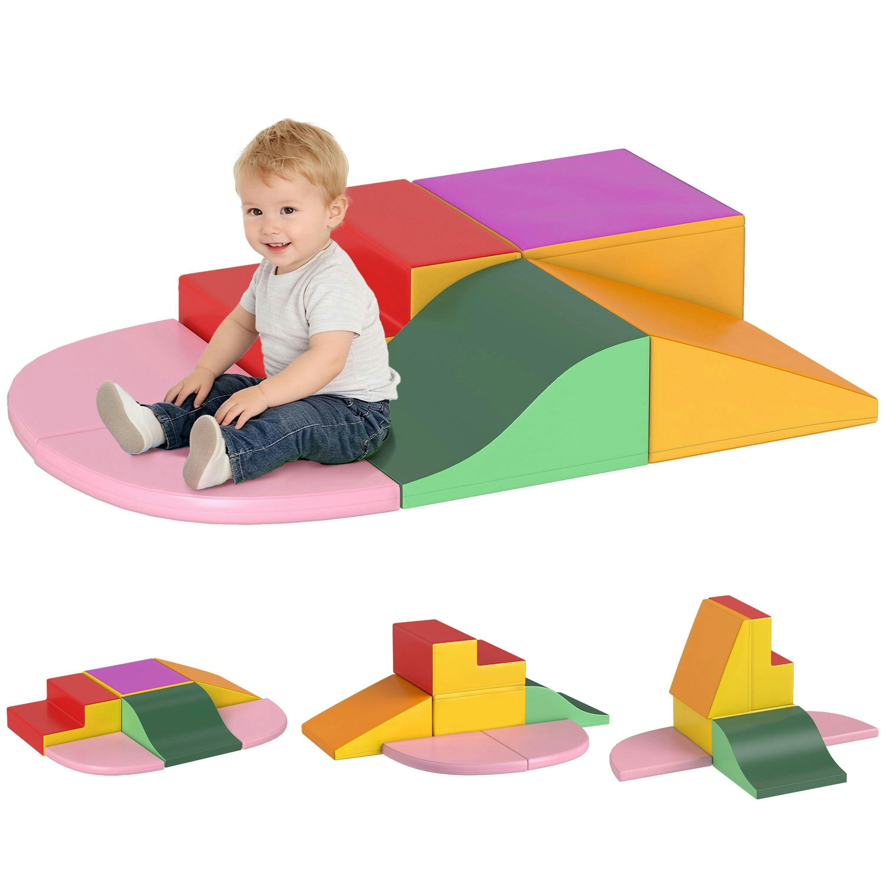 HOMCOM 6 Piece Soft Play Equipment for Kids Climb and Crawl, Red , view 2 of 6