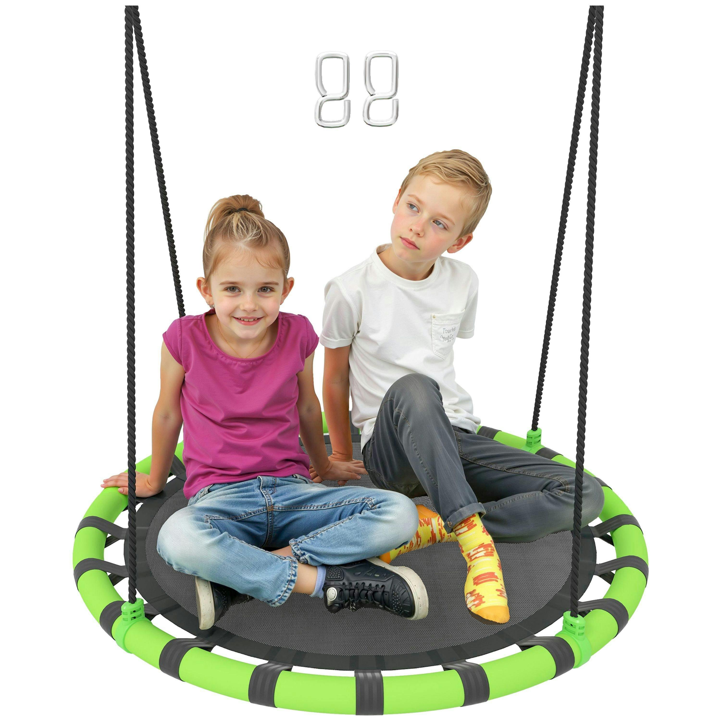 AIYAPLAY Kid Nest Swing Seat, 100cm Diameter Round Saucer Swing Set, Black , view 2 of 6