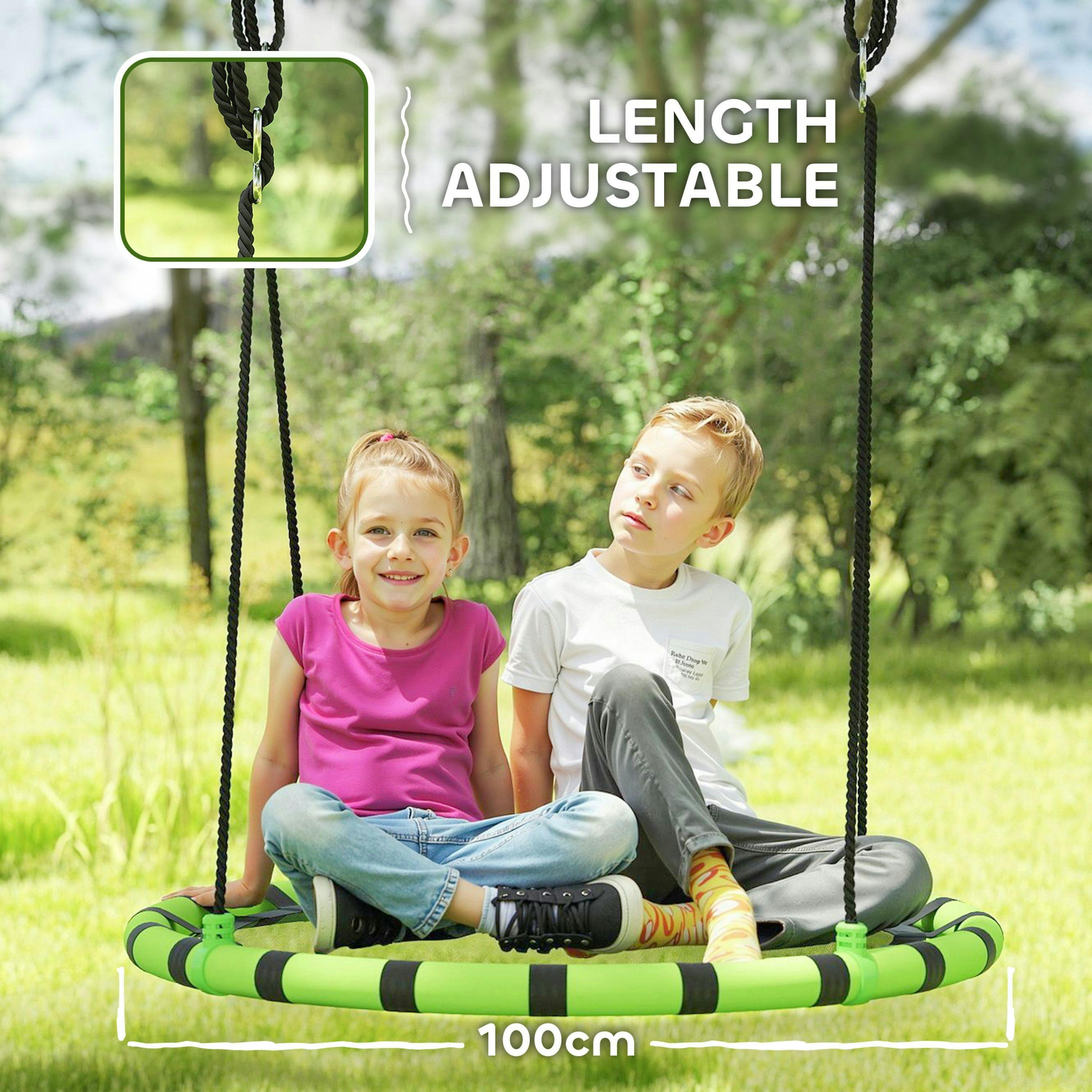 AIYAPLAY Kid Nest Swing Seat, 100cm Diameter Round Saucer Swing Set, Black , view 5 of 6