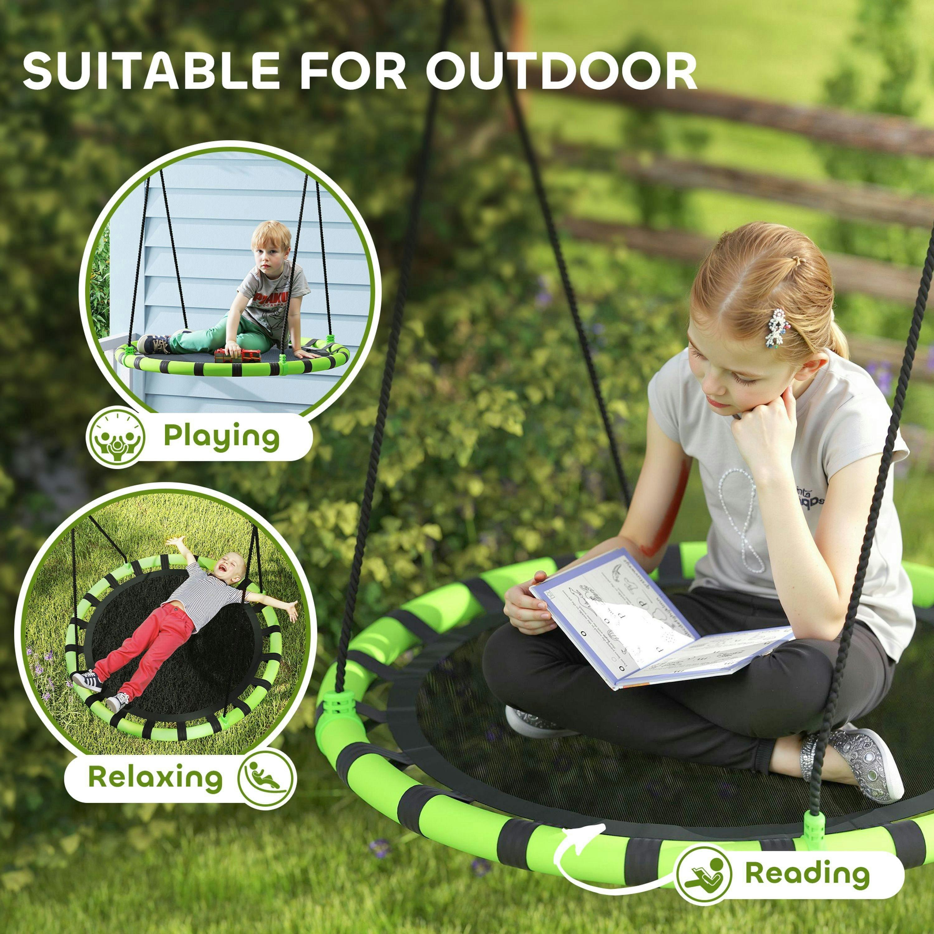 AIYAPLAY Kid Nest Swing Seat, 100cm Diameter Round Saucer Swing Set, Black , view 6 of 6
