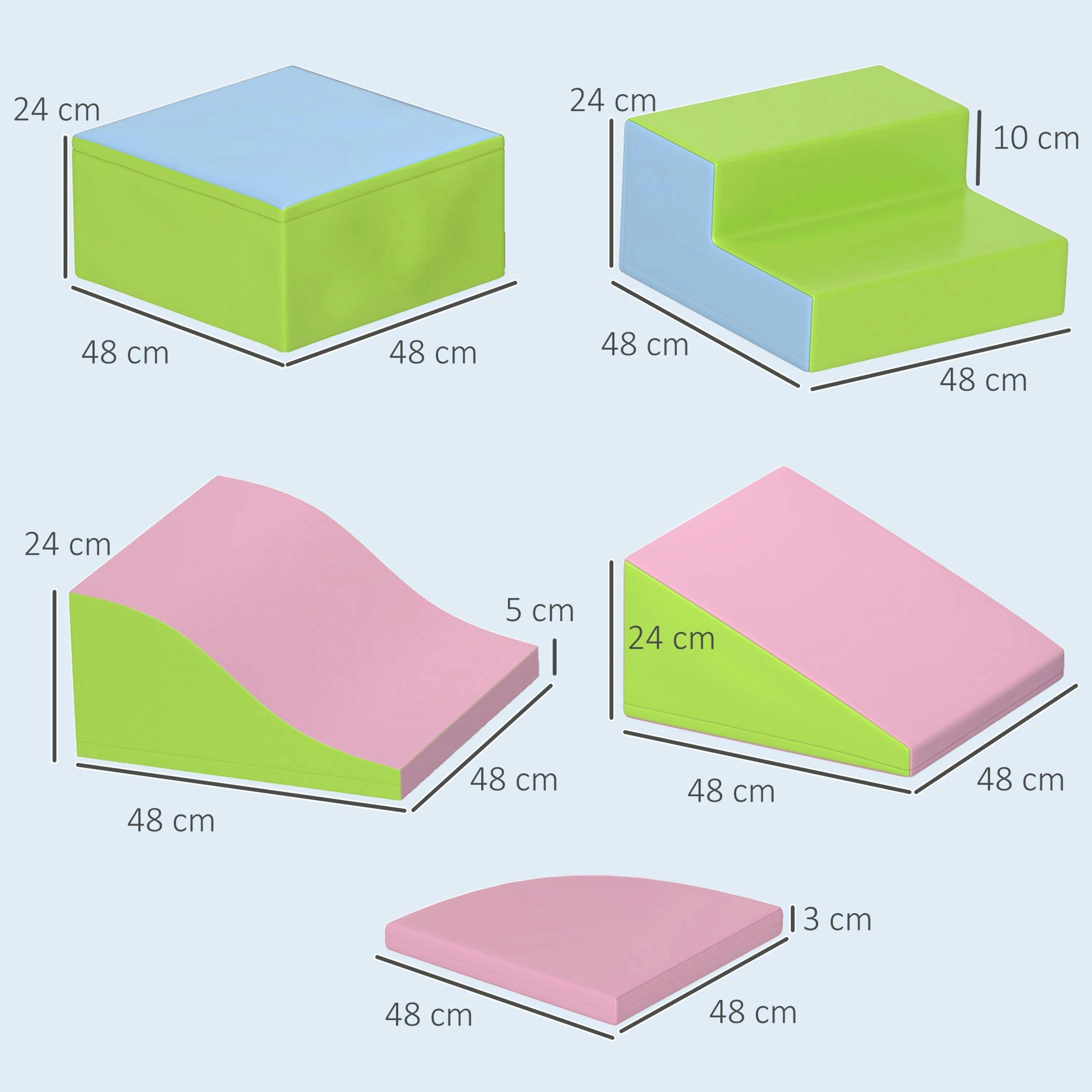 HOMCOM 6 Piece Soft Play Equipment for Kids Climb and Crawl, Pink , view 3 of 6