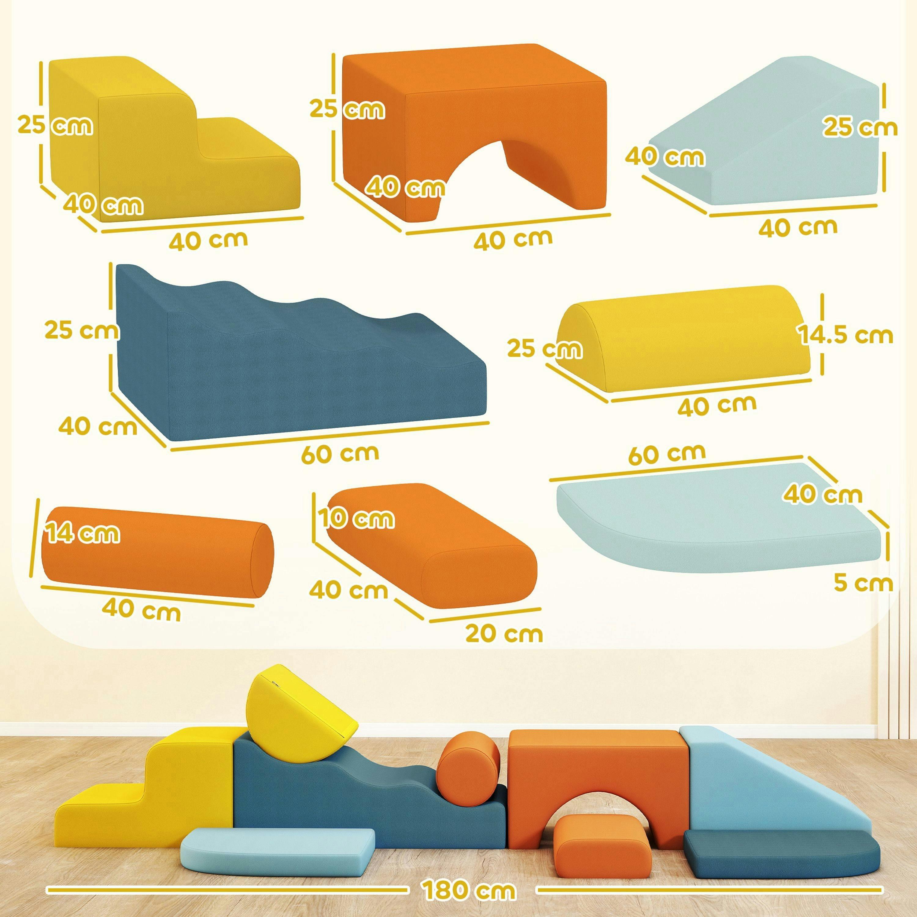 AIYAPLAY 9-Piece Soft Play Set with Detachable Cover for Kids Motor Skills , view 3 of 6