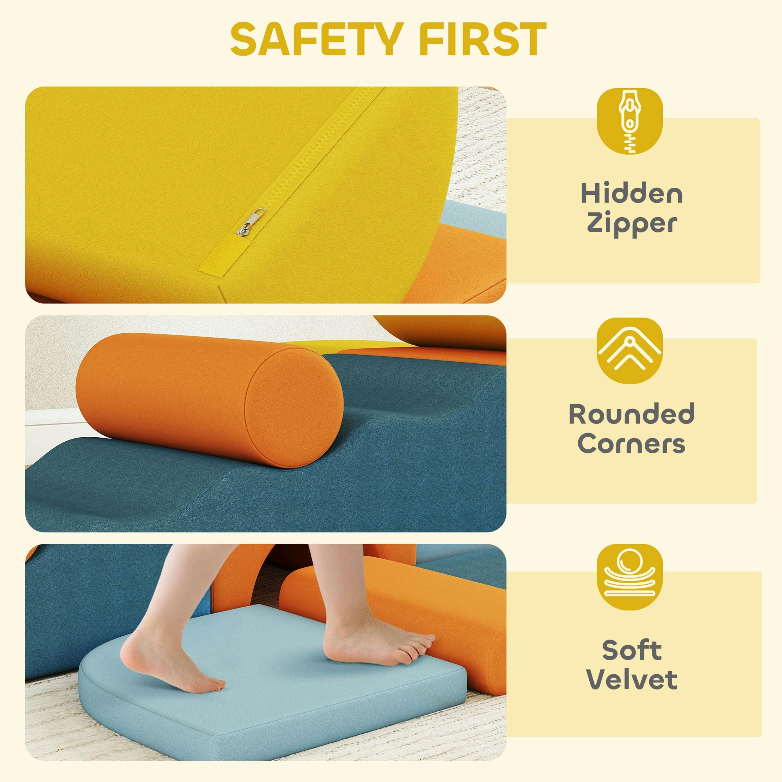 AIYAPLAY 9-Piece Soft Play Set with Detachable Cover for Kids Motor Skills , view 6 of 6