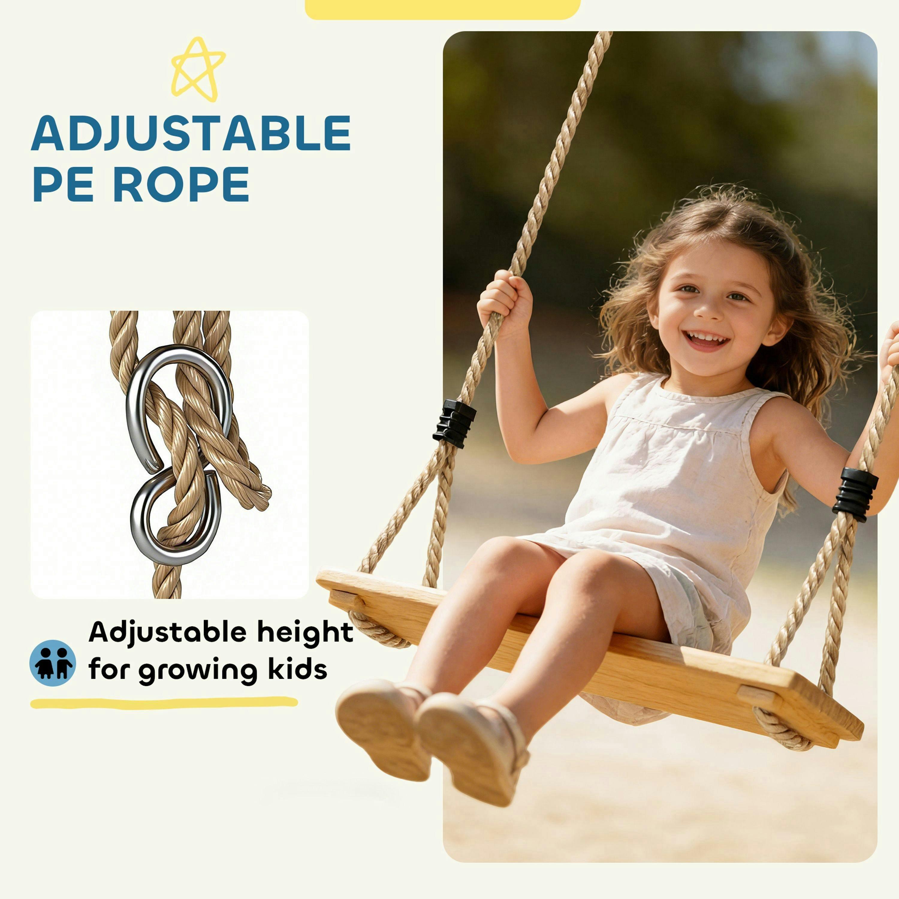AIYAPLAY Swing Seat with Adjustable Wooden Seat for Kids , view 4 of 6