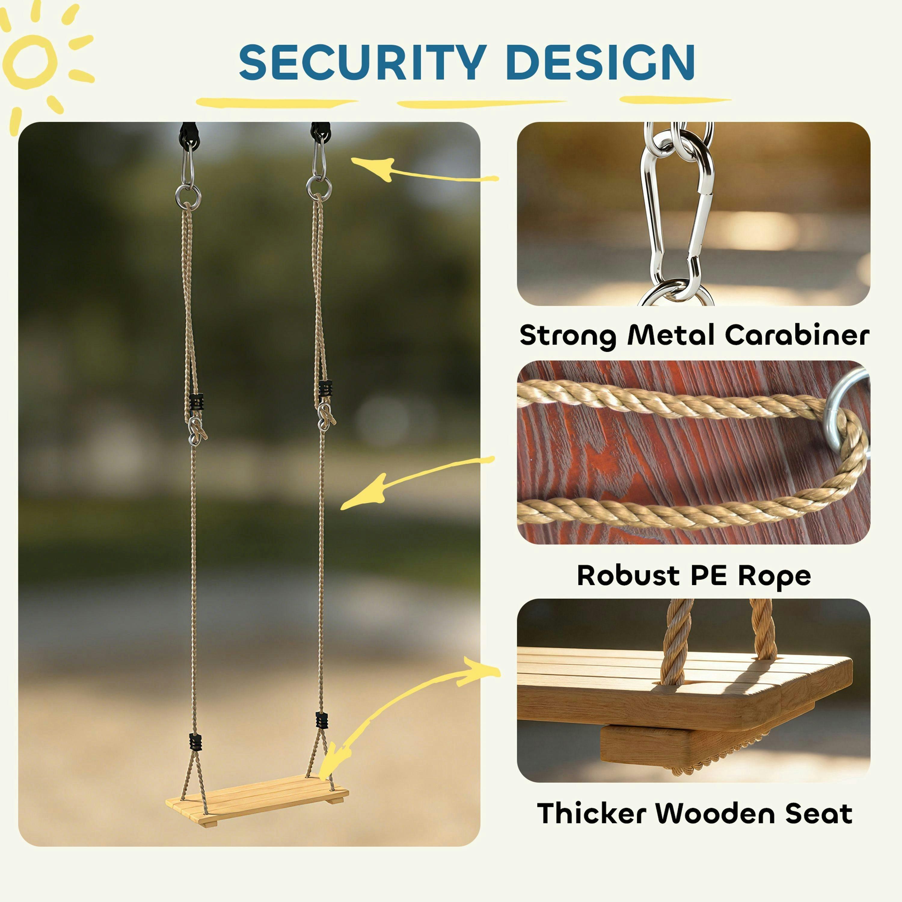 AIYAPLAY Swing Seat with Adjustable Wooden Seat for Kids , view 5 of 6