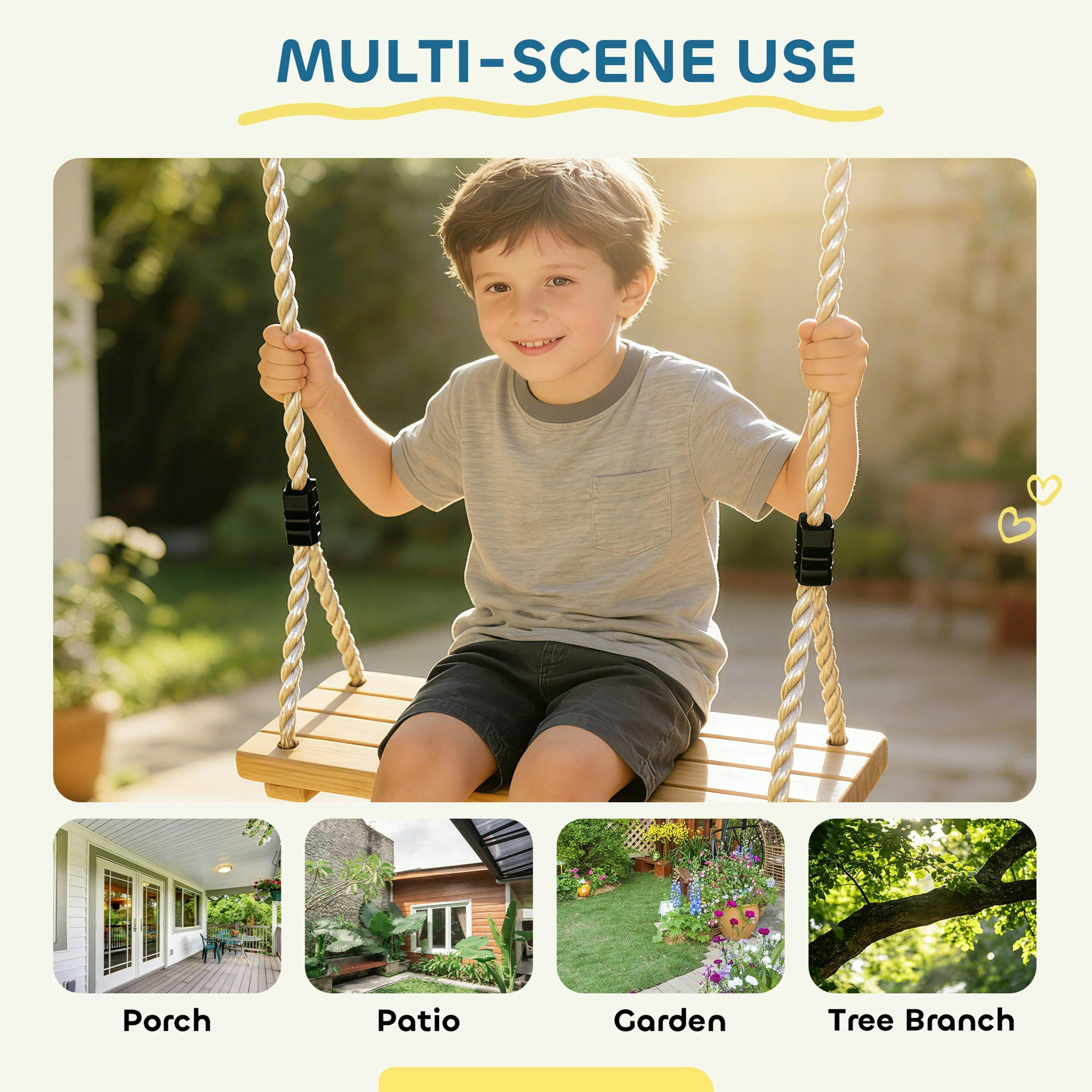 AIYAPLAY Swing Seat with Adjustable Wooden Seat for Kids , view 6 of 6