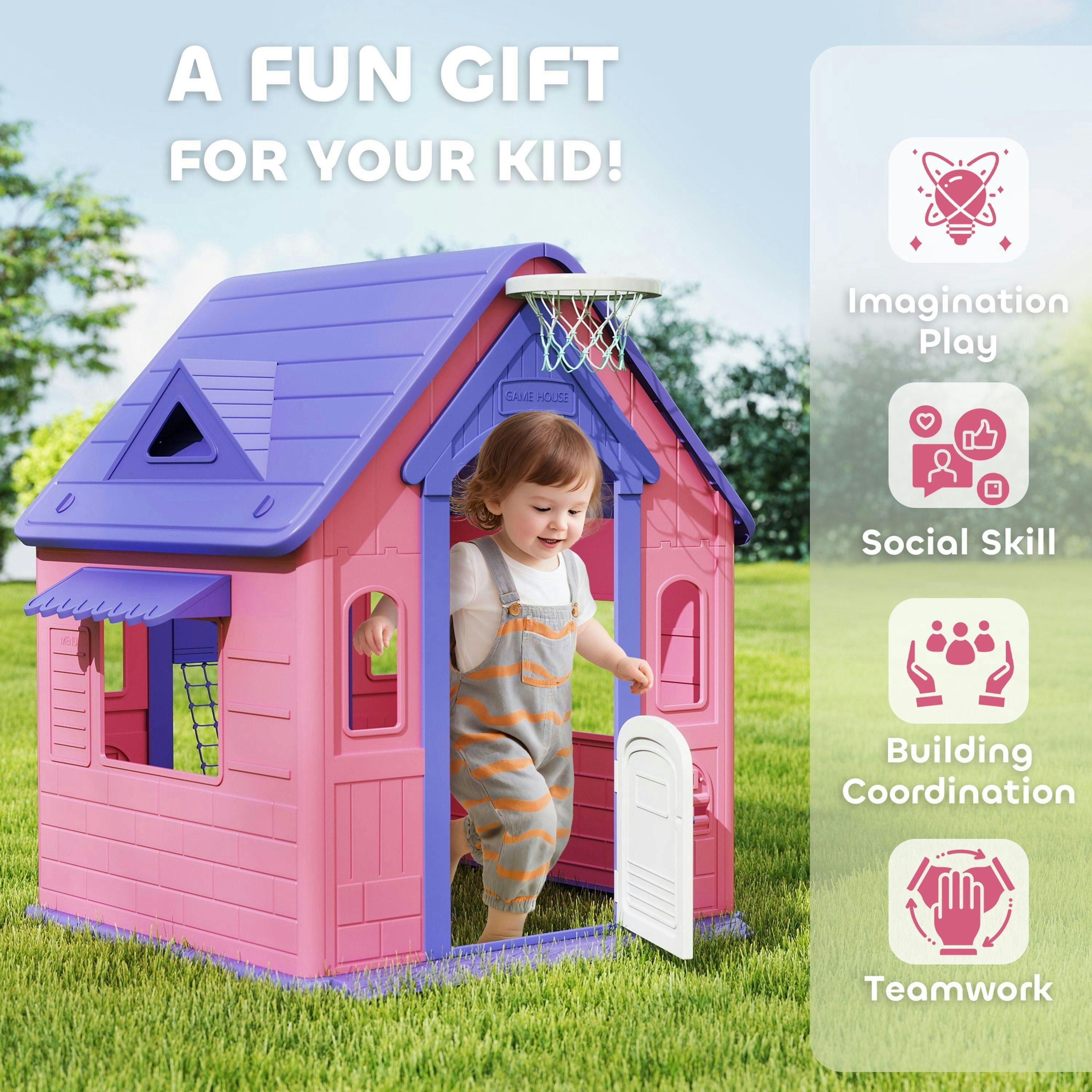AIYAPLAY Playhouse for Kids Outdoor Indoor, 5 in 1 Garden House , view 5 of 6