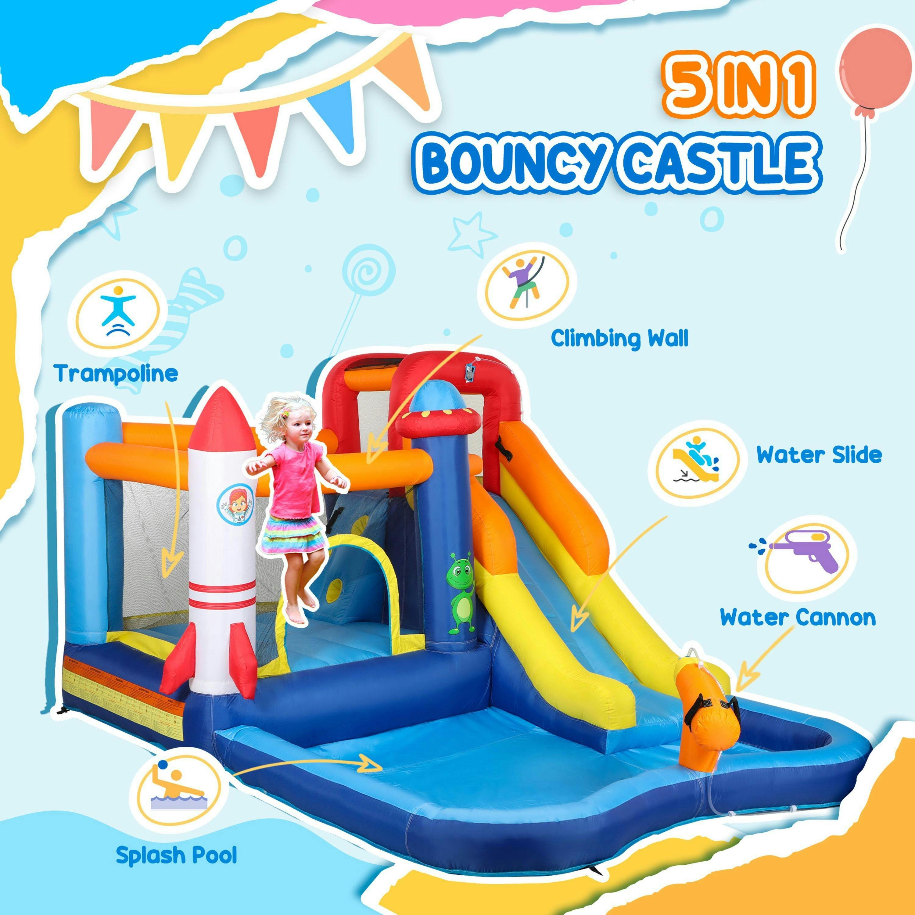 AIYAPLAY 5 in 1 Bouncy Castle for Children with 550W Blower, Water Slide , view 4 of 6