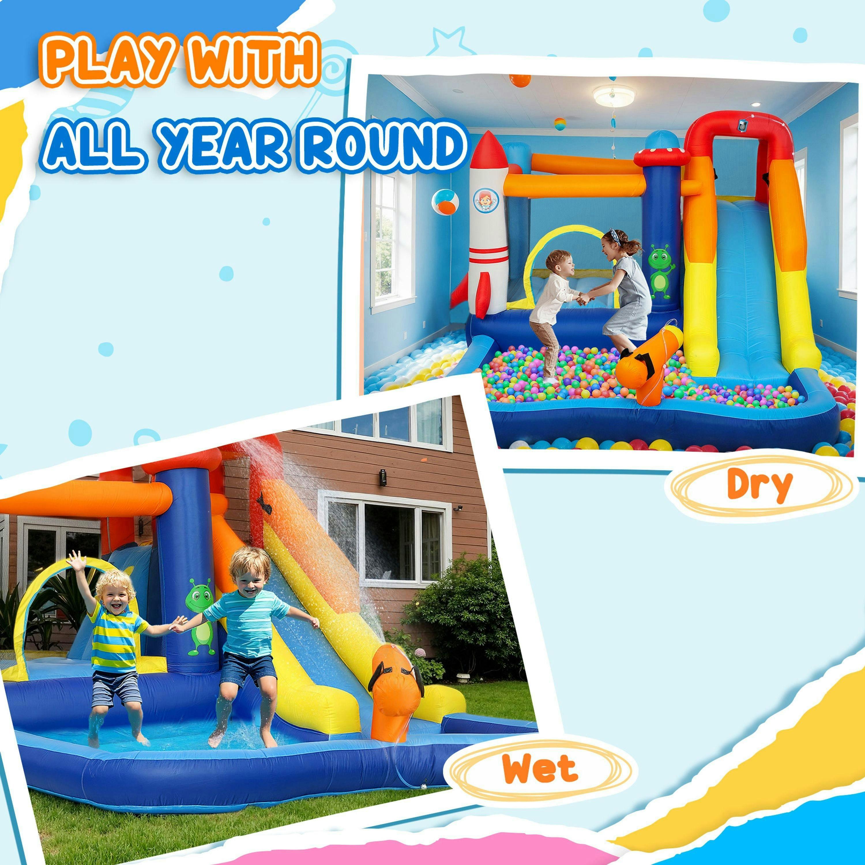 AIYAPLAY 5 in 1 Bouncy Castle for Children with 550W Blower, Water Slide , view 5 of 6