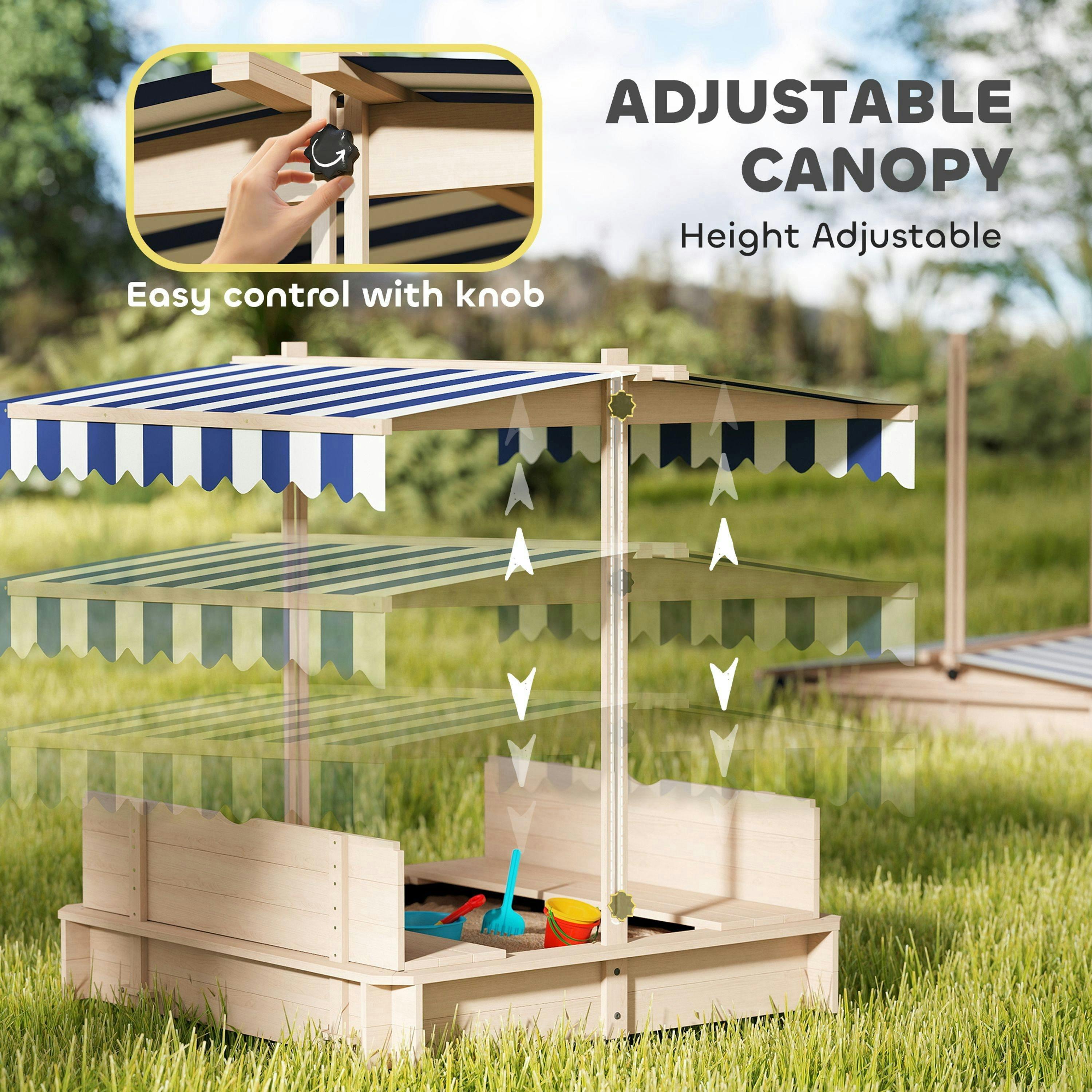 Outsunny Kids Square Wooden Sandpit, Children Sandbox Outdoor Playset , view 4 of 6