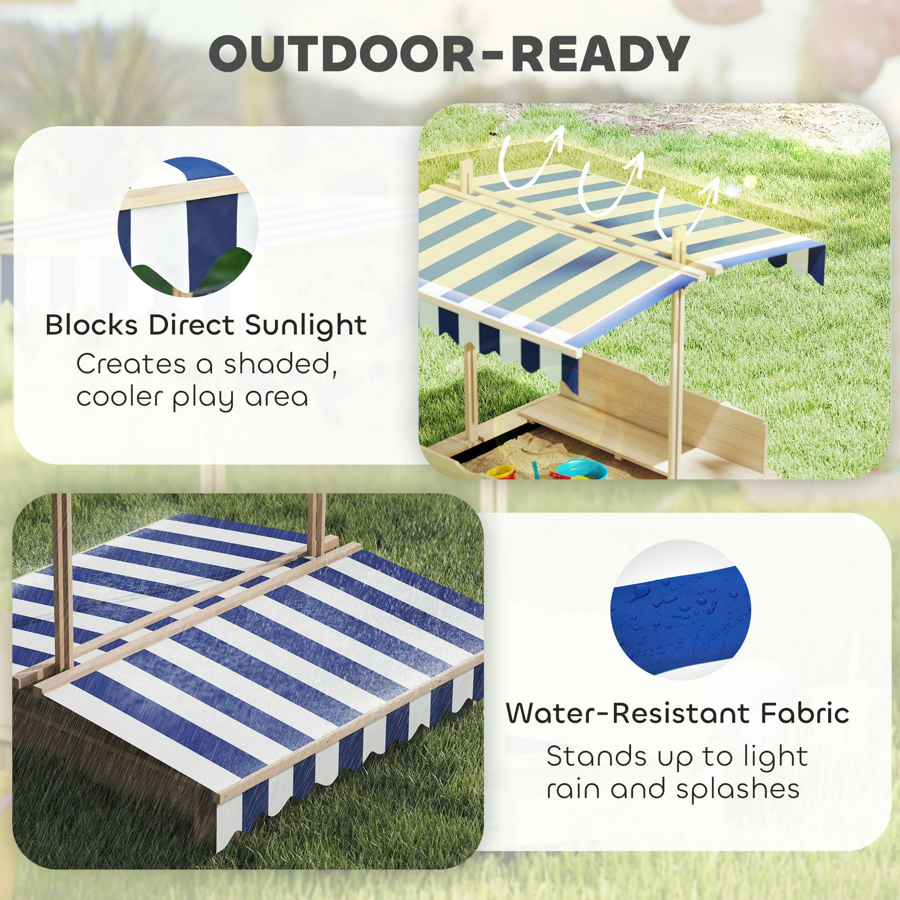 Outsunny Kids Square Wooden Sandpit, Children Sandbox Outdoor Playset , view 5 of 6
