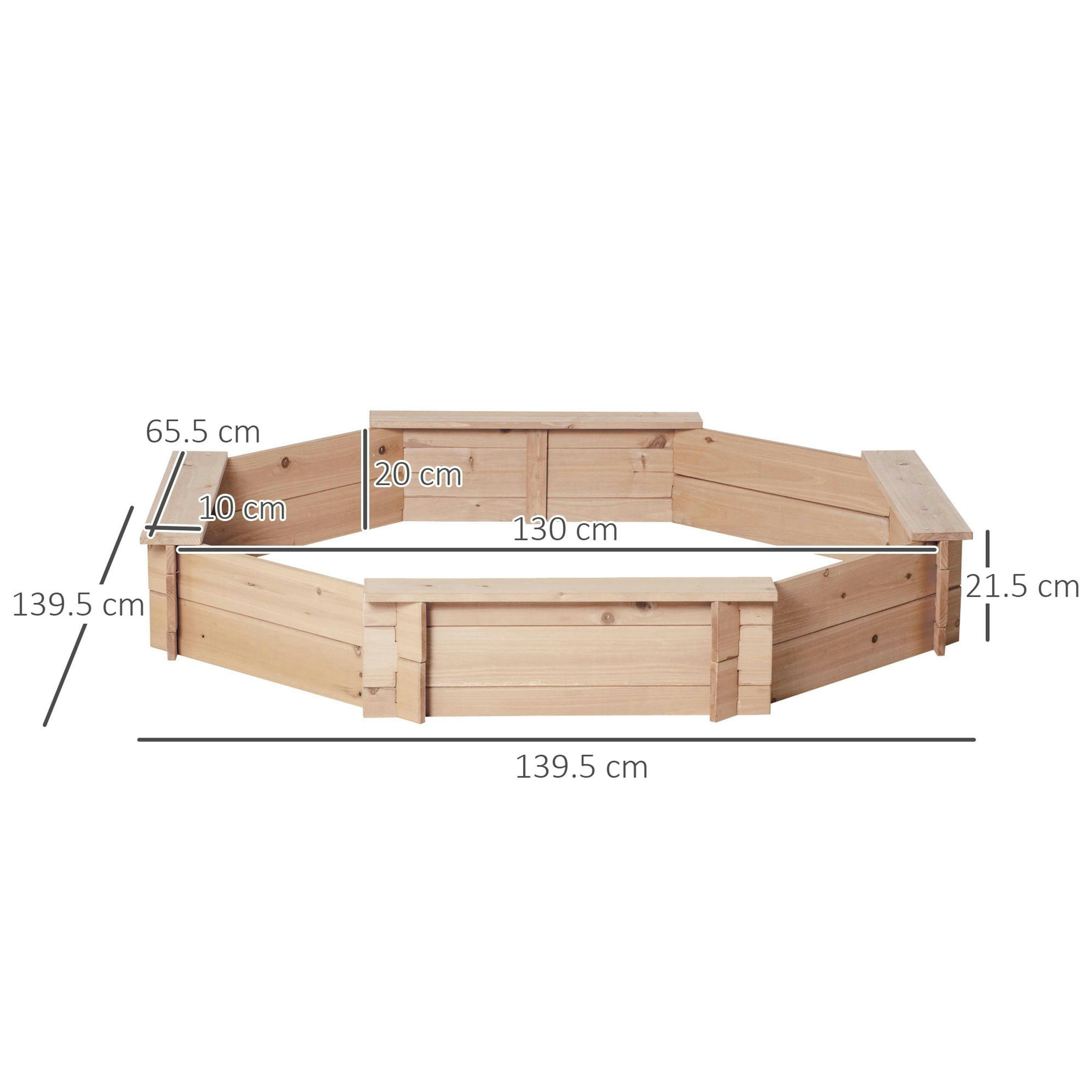 Outsunny Kids Wooden Sand Pit Children Sandbox with Cover Outdoor Playset , view 3 of 6