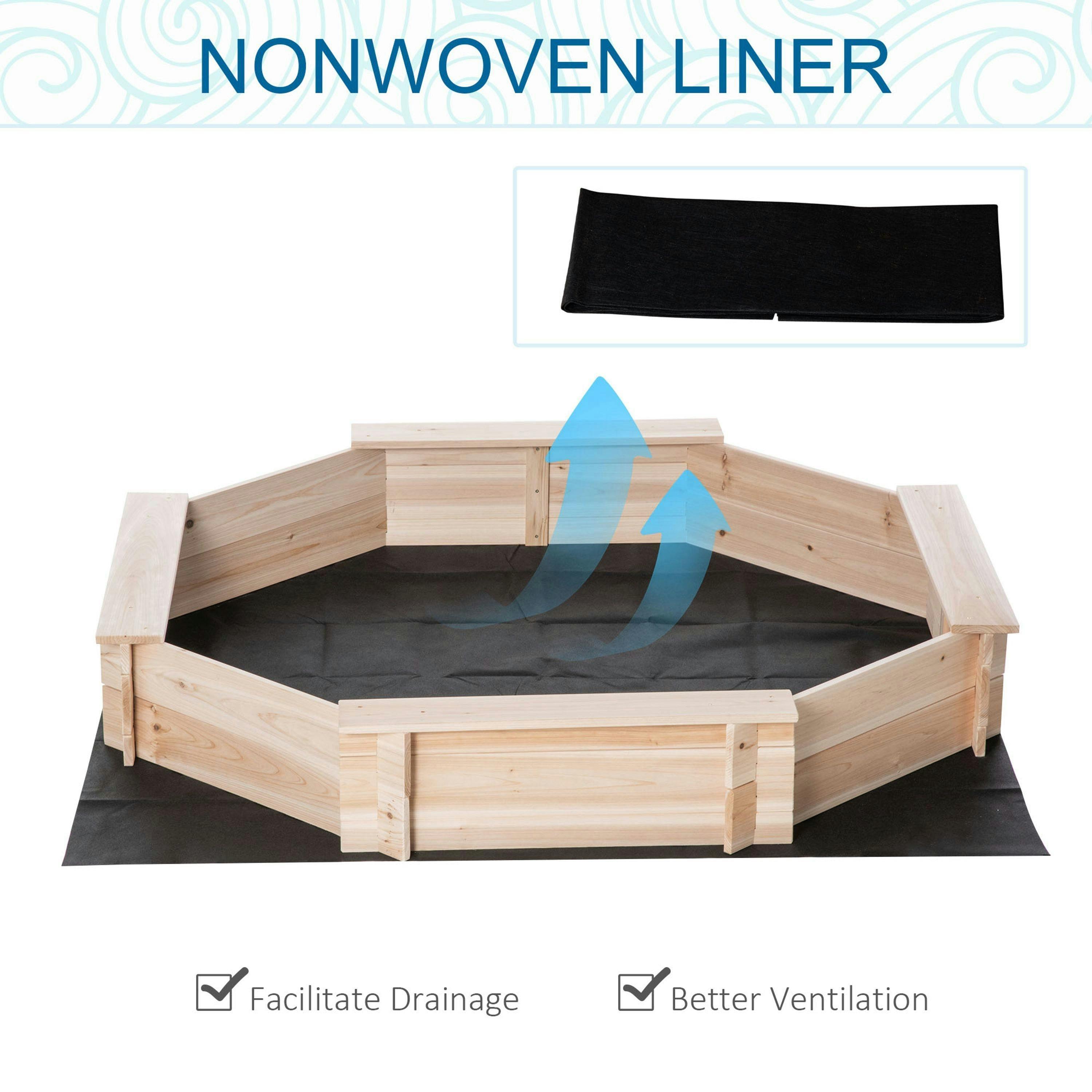 Outsunny Kids Wooden Sand Pit Children Sandbox with Cover Outdoor Playset , view 5 of 6