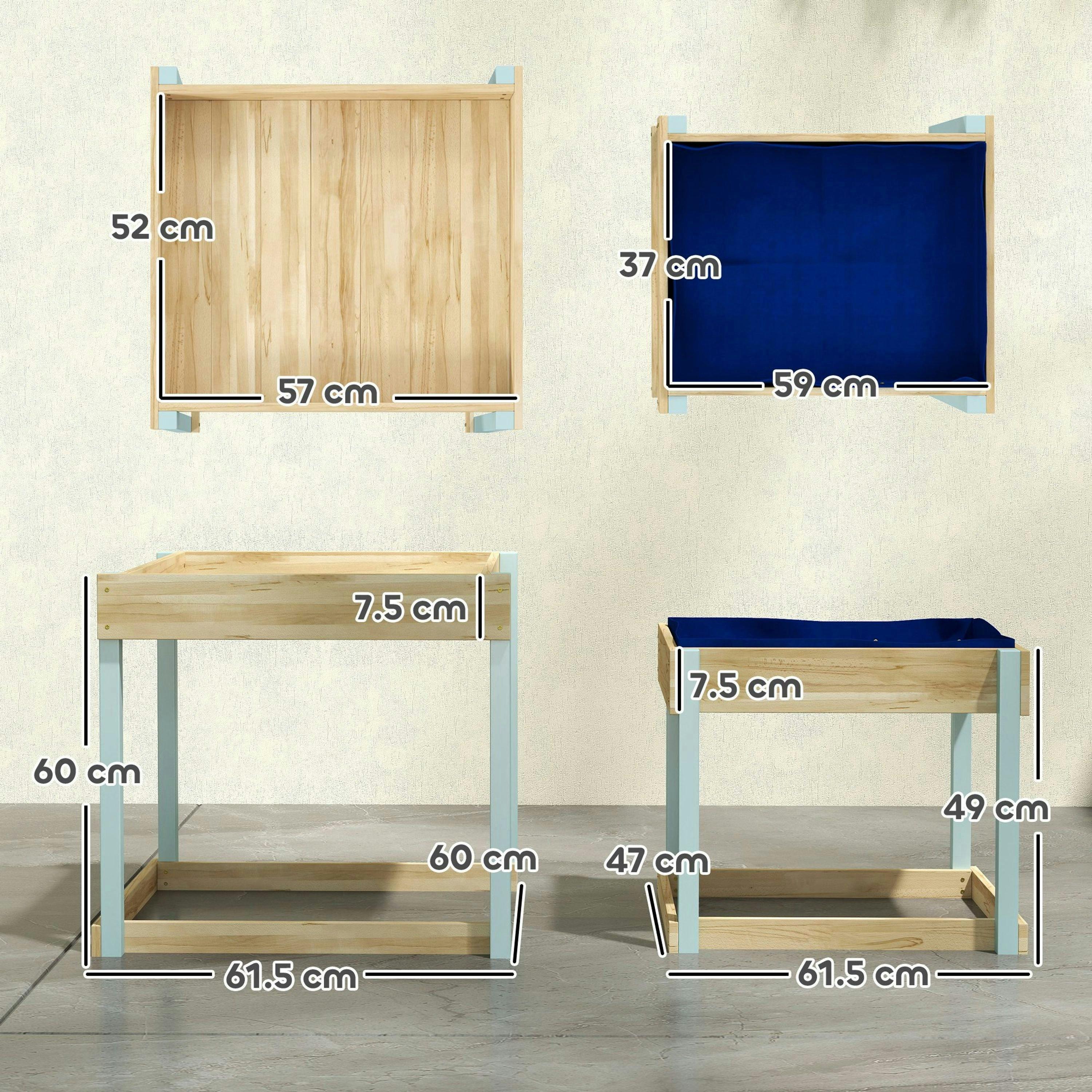 AIYAPLAY 2 PCS Wooden Sandpits, Sand and Water Play Tables with Bottom Liner , view 3 of 6