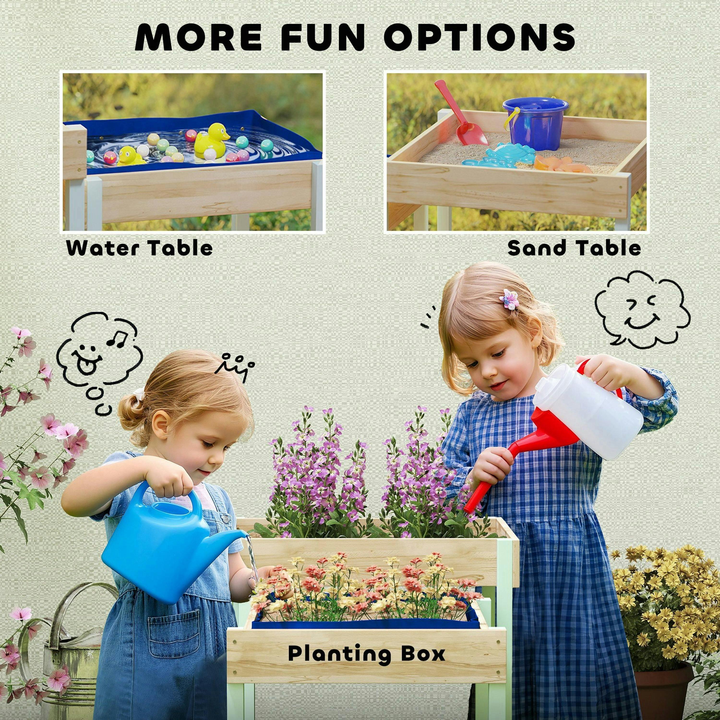 AIYAPLAY 2 PCS Wooden Sandpits, Sand and Water Play Tables with Bottom Liner , view 5 of 6