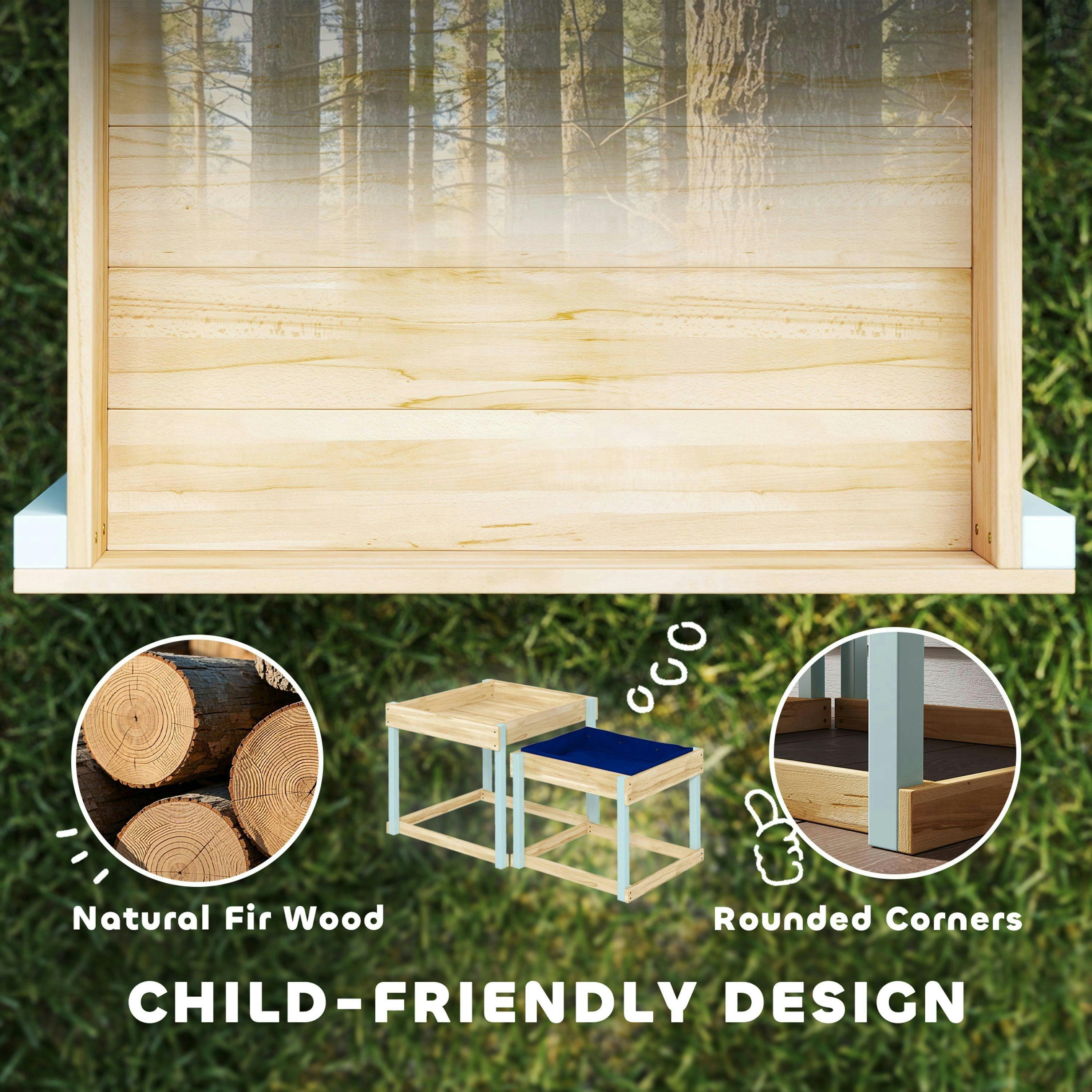 AIYAPLAY 2 PCS Wooden Sandpits, Sand and Water Play Tables with Bottom Liner , view 6 of 6