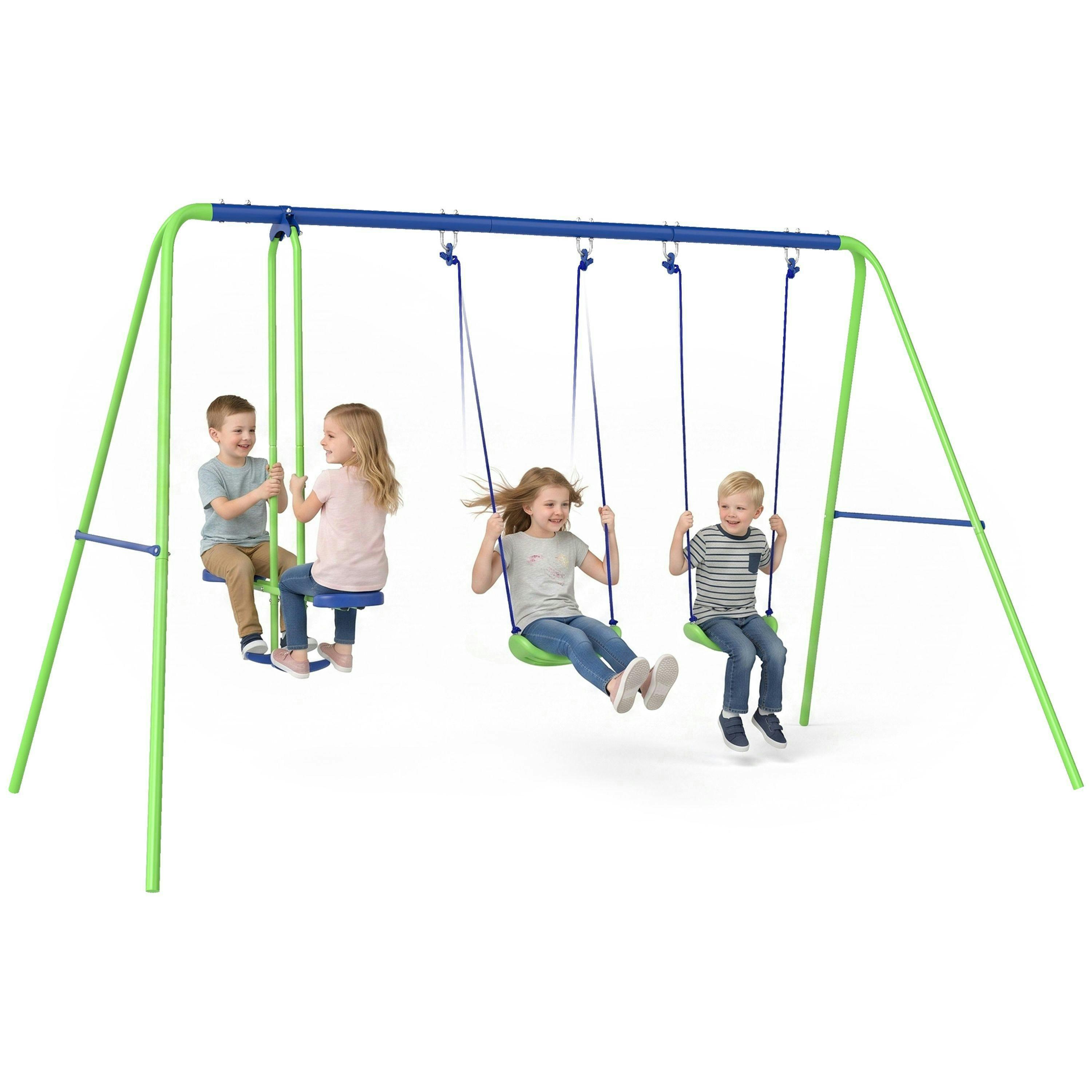 Outsunny Metal Swings Set, Adjustable Height , view 2 of 6