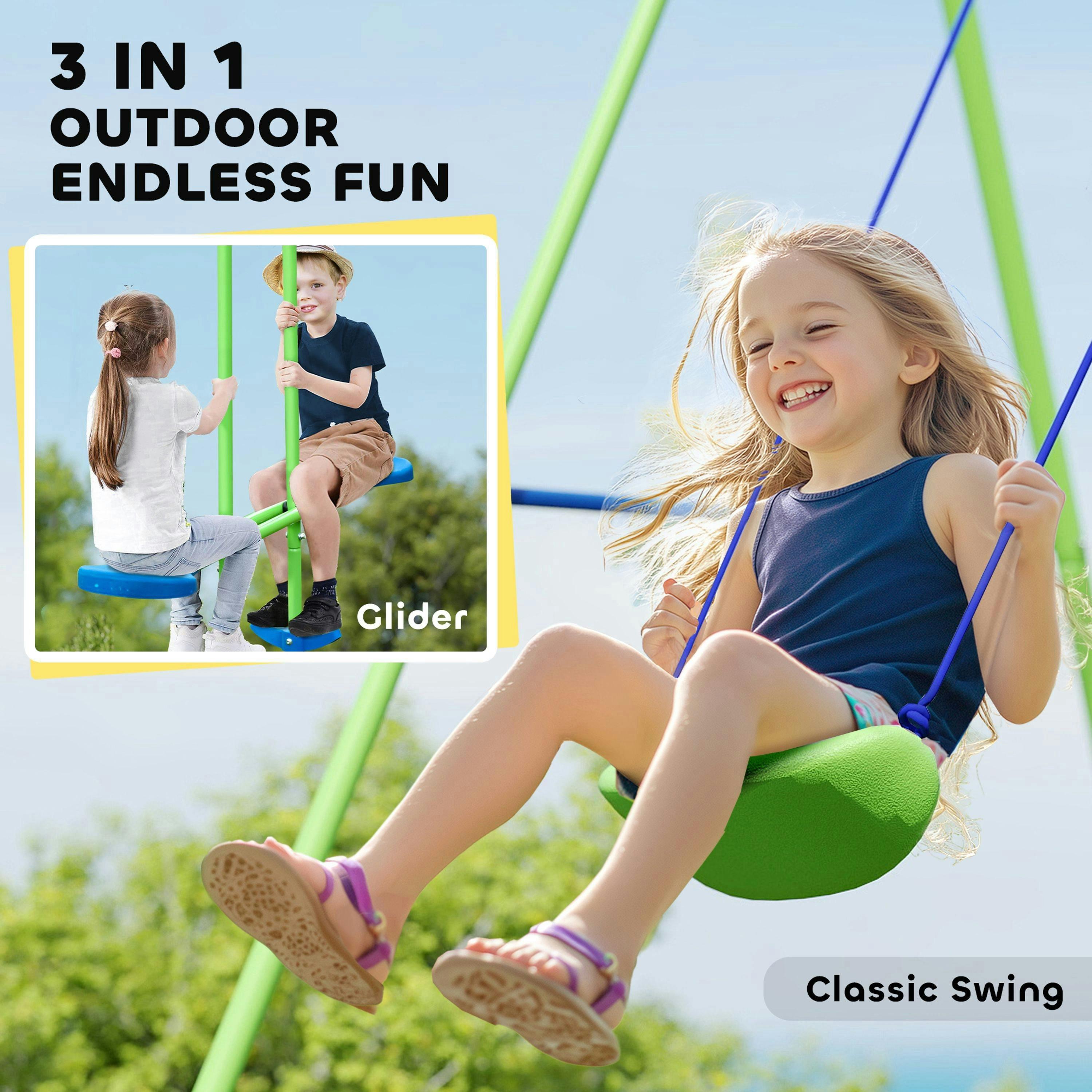 Outsunny Metal Swings Set, Adjustable Height , view 4 of 6