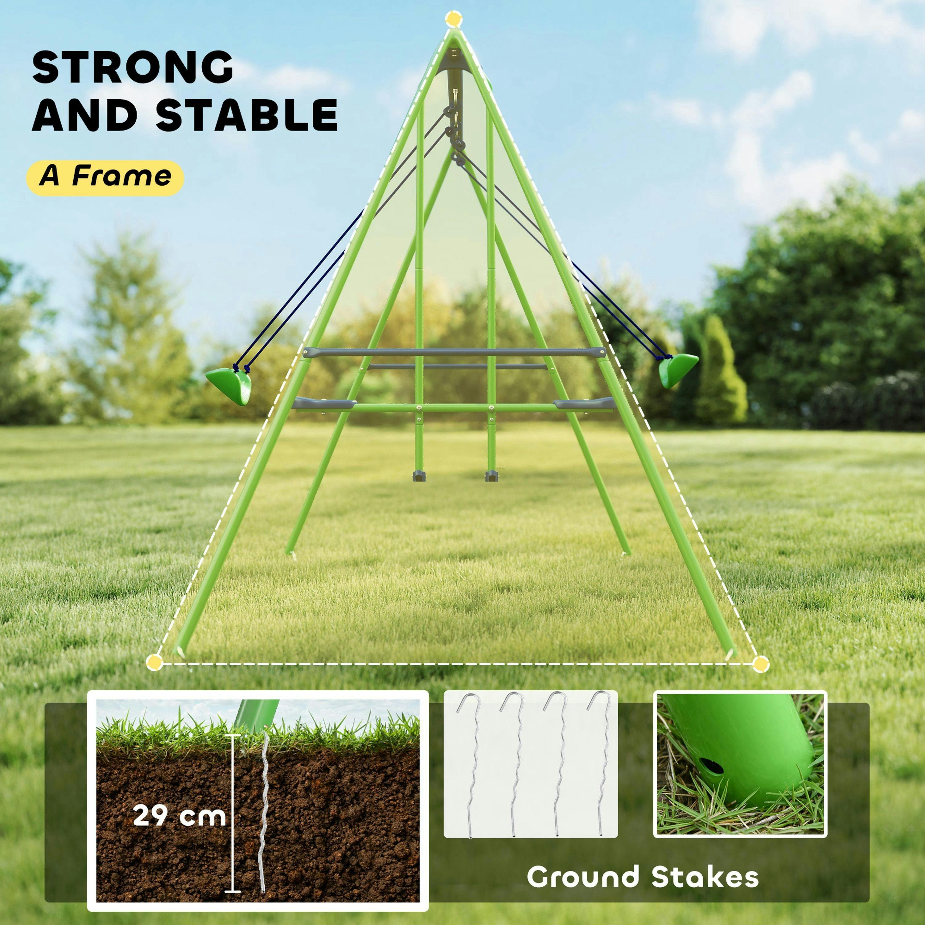 Outsunny Metal Swings Set, Adjustable Height , view 5 of 6