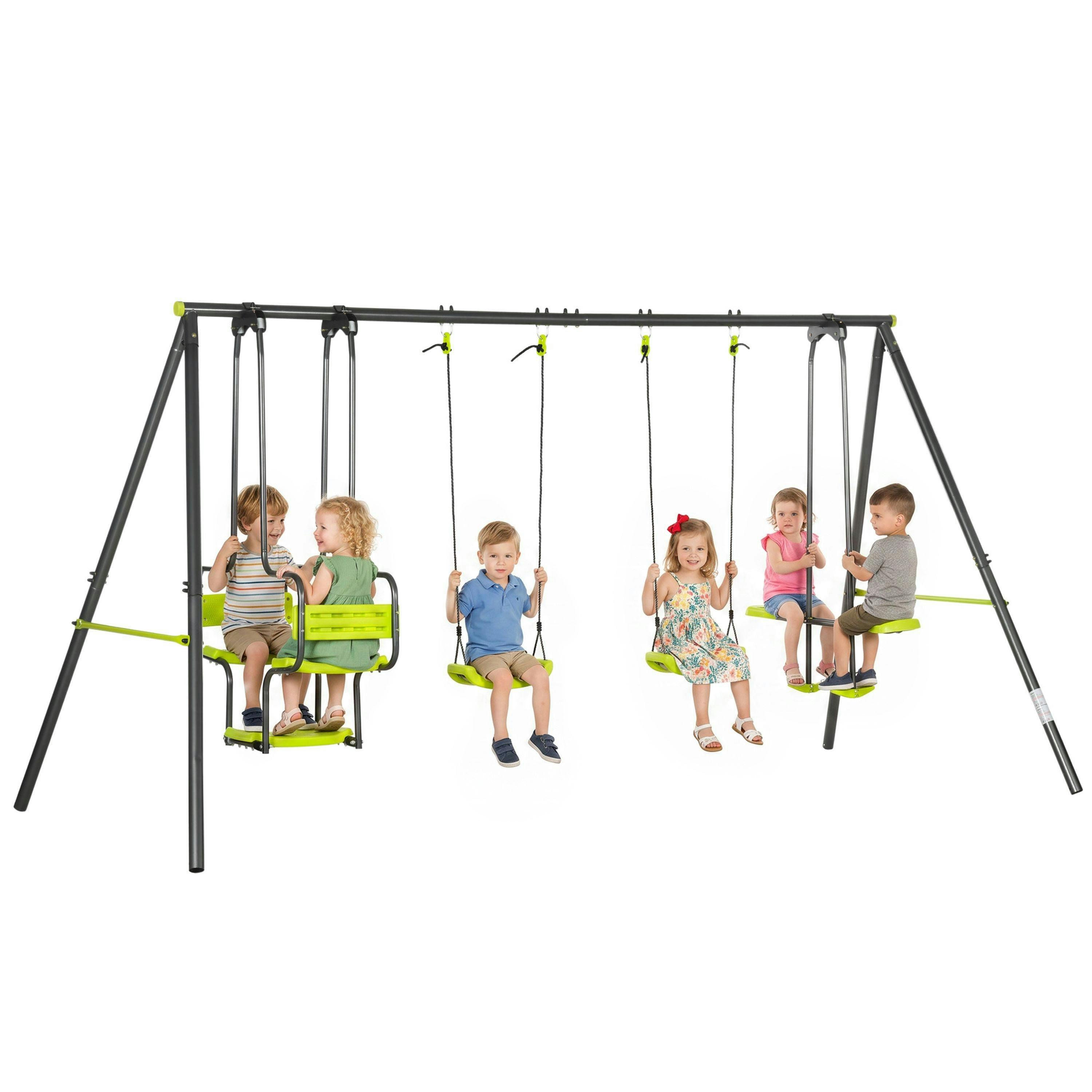 Outsunny Garden Swing Set w/ Double Swings, Swing Seats , view 2 of 6