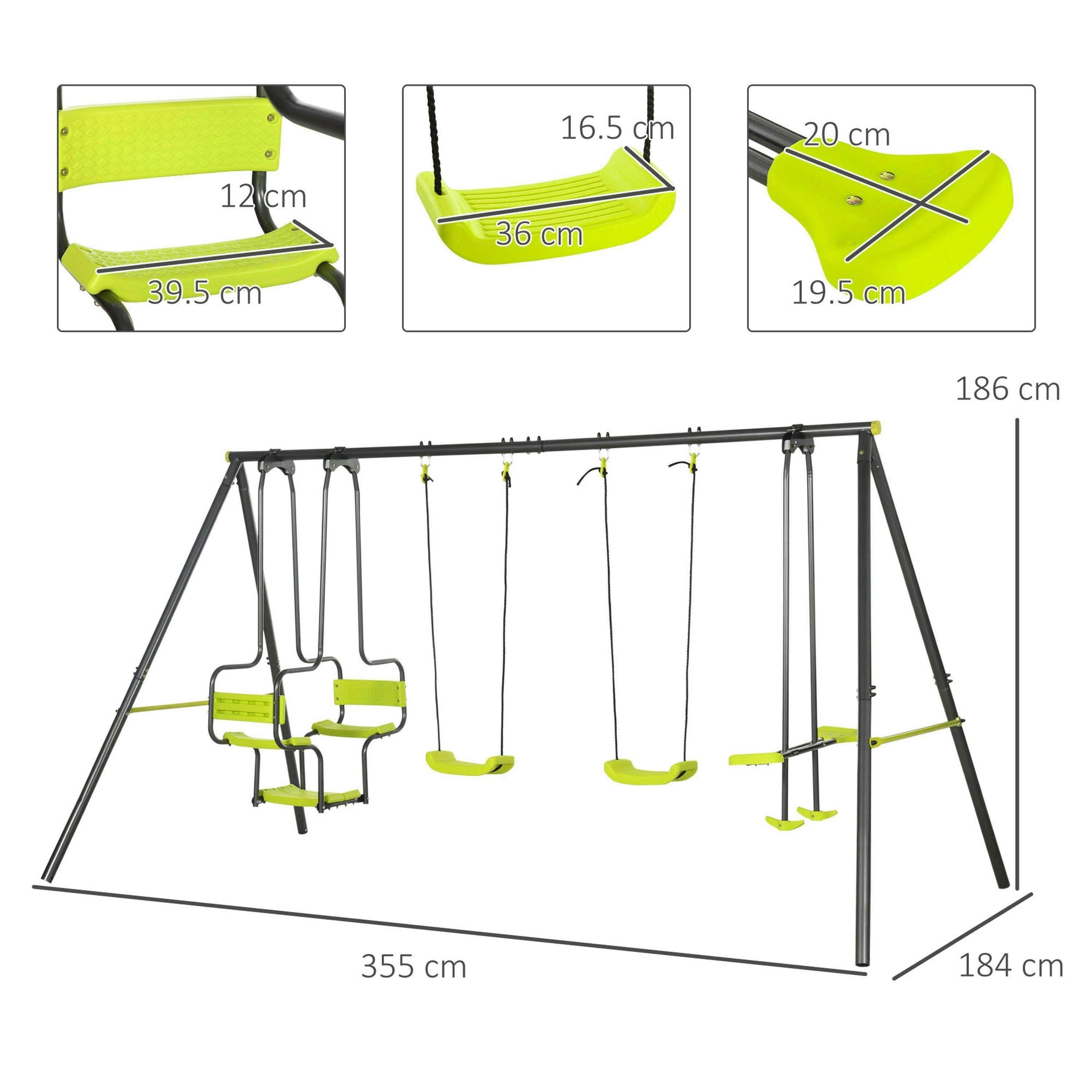 Outsunny Garden Swing Set w/ Double Swings, Swing Seats , view 3 of 6