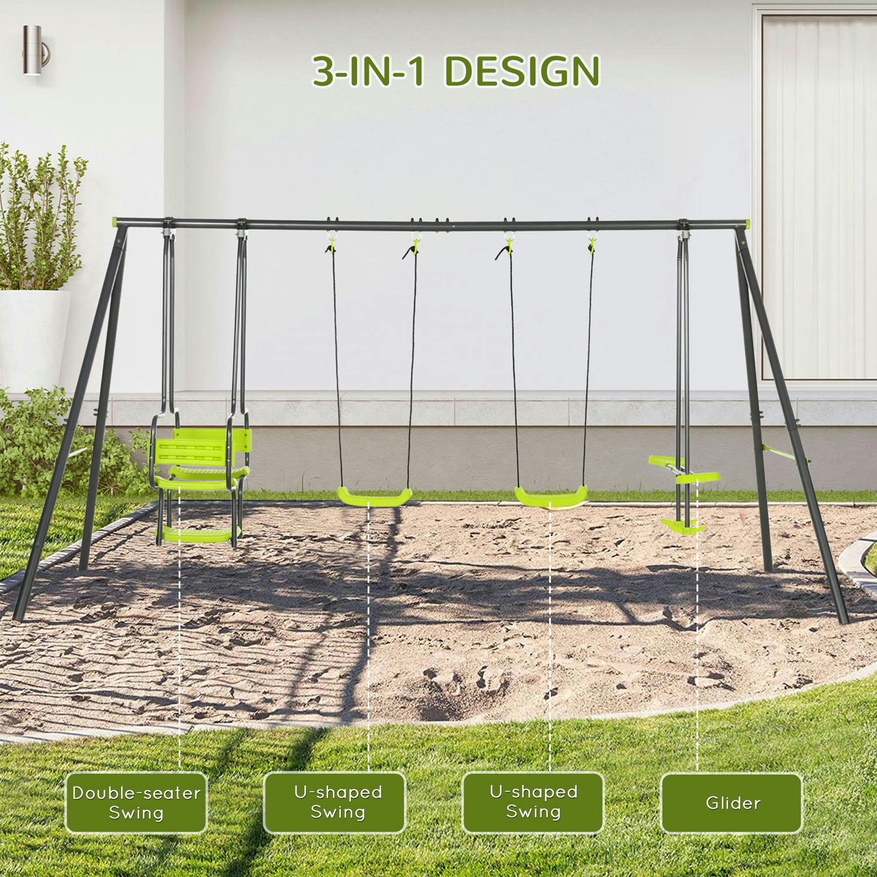Outsunny Garden Swing Set w/ Double Swings, Swing Seats , view 4 of 6