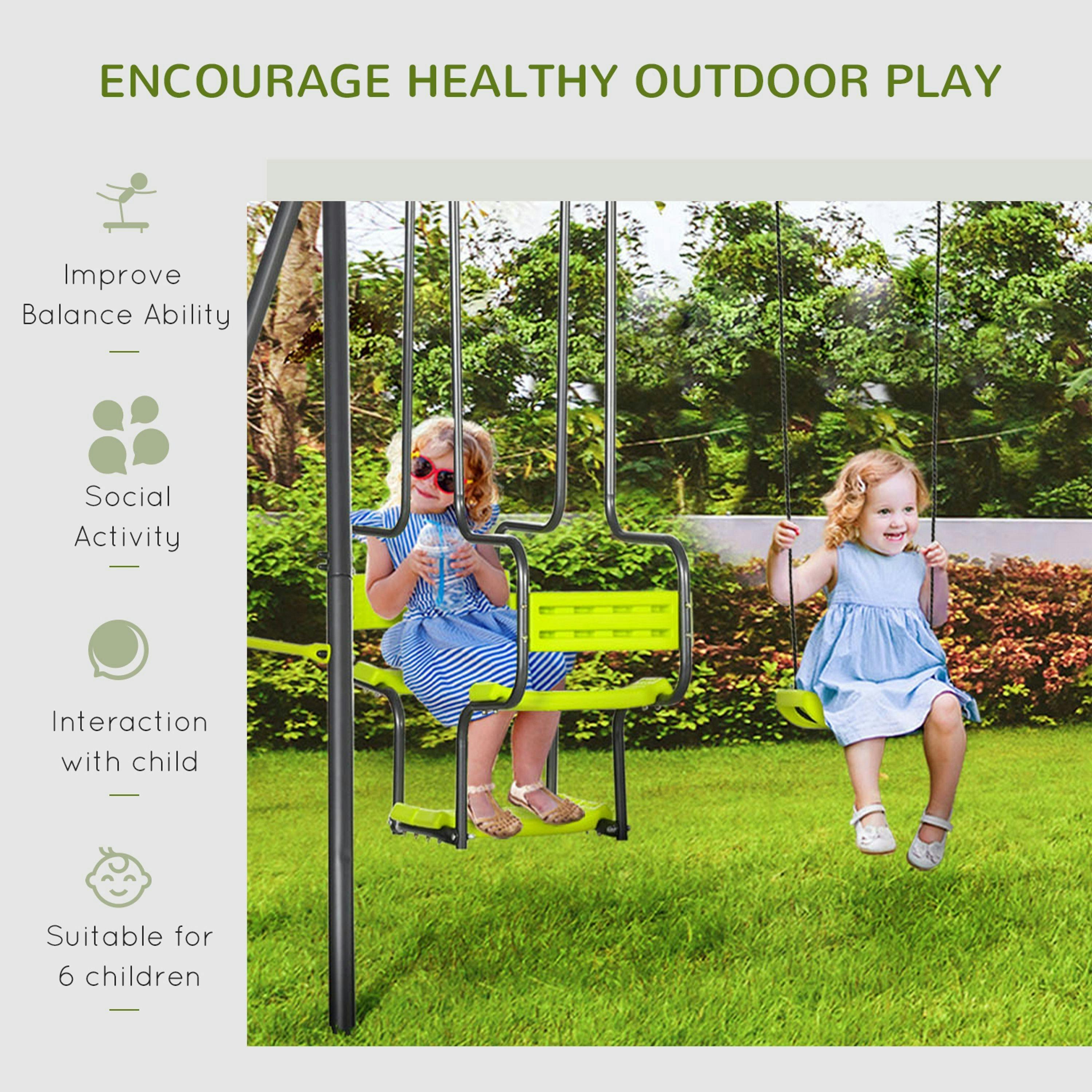 Outsunny Garden Swing Set w/ Double Swings, Swing Seats , view 5 of 6