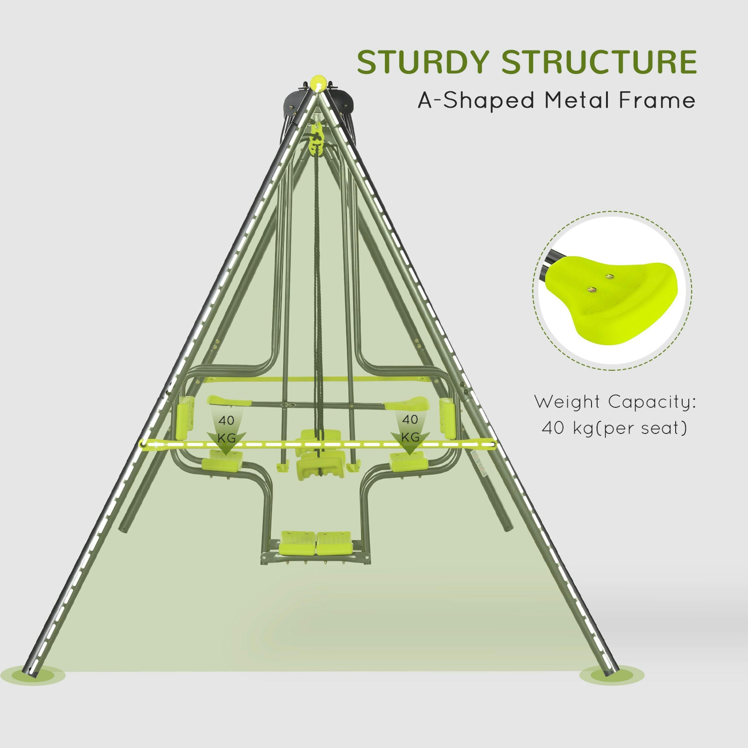 Outsunny Garden Swing Set w/ Double Swings, Swing Seats , view 6 of 6