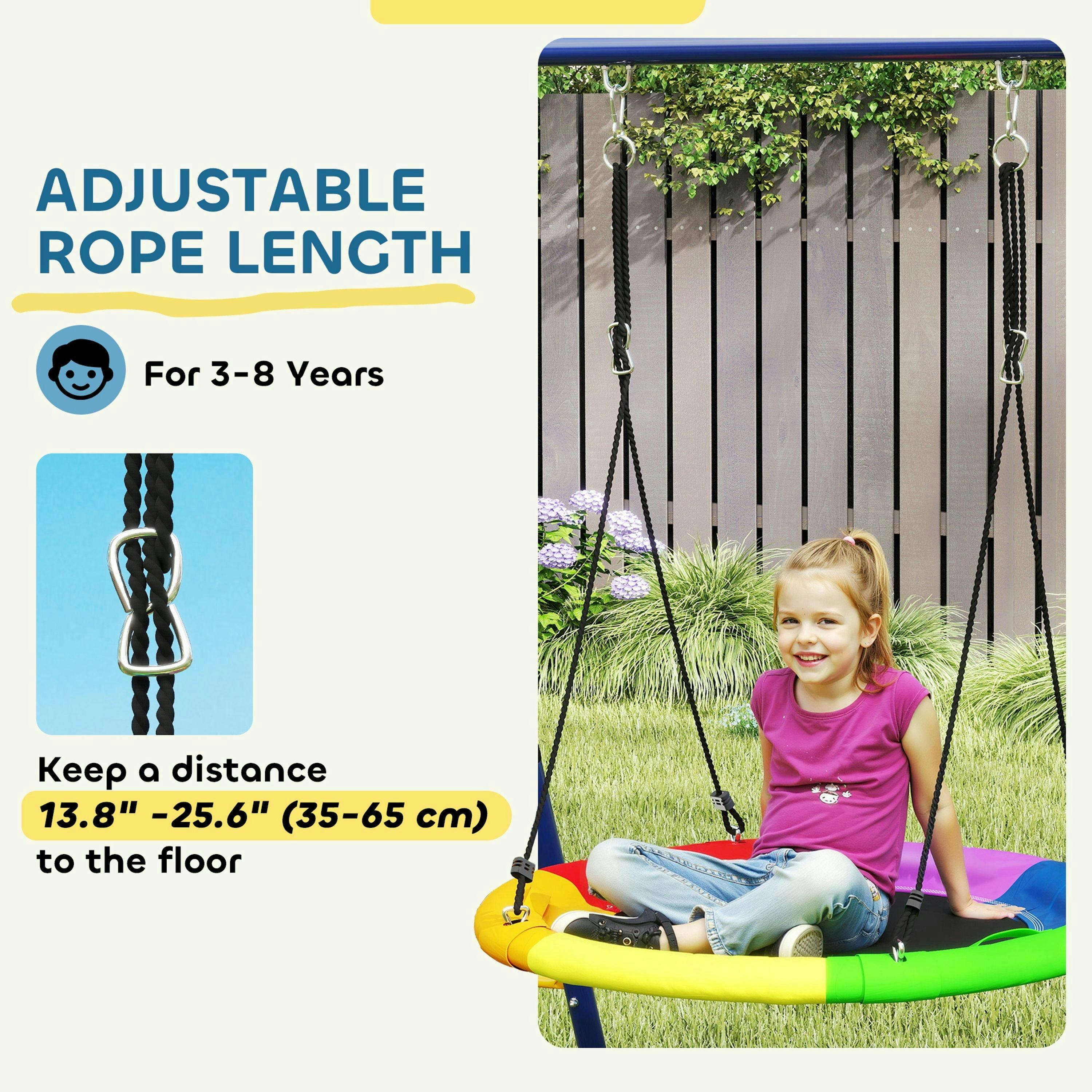 AIYAPLAY 6 in 1 Kids Swing Set with 3 Swings, Climbing Net and Ladder , view 5 of 6