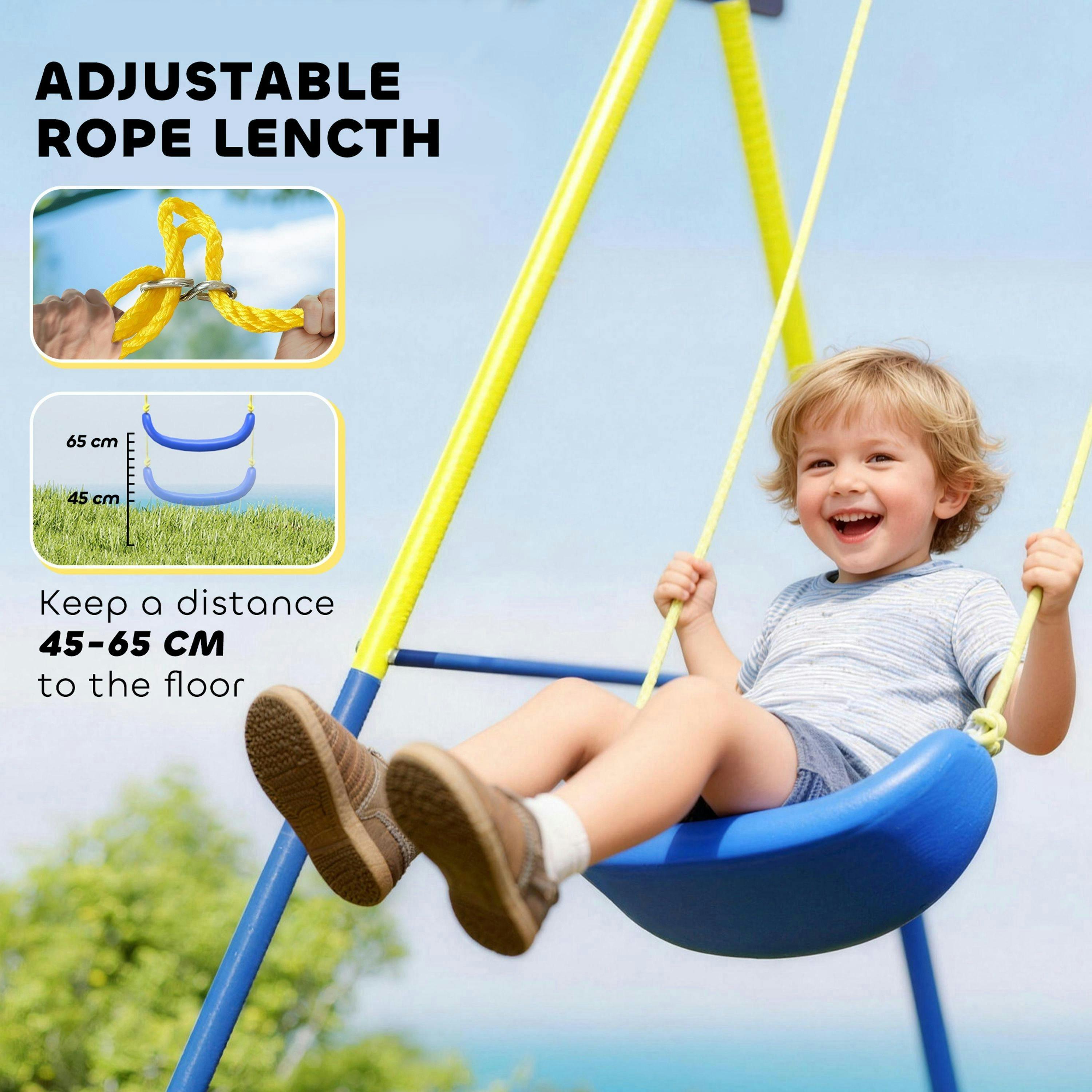 AIYAPLAY 4-in-1 Kids Swing Set with Swing, Basketball Hoop, Football Goal , view 6 of 6
