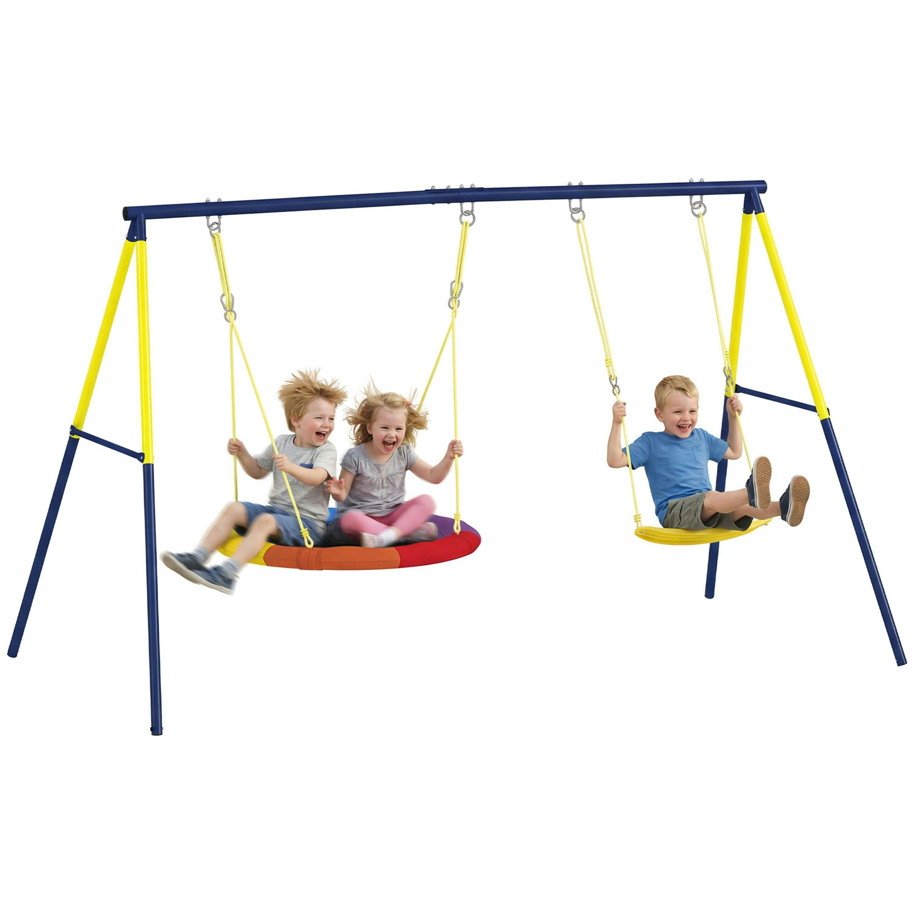AIYAPLAY Kids Swing Set with Double Swings, Metal Frame, 150kg Capacity , view 2 of 6