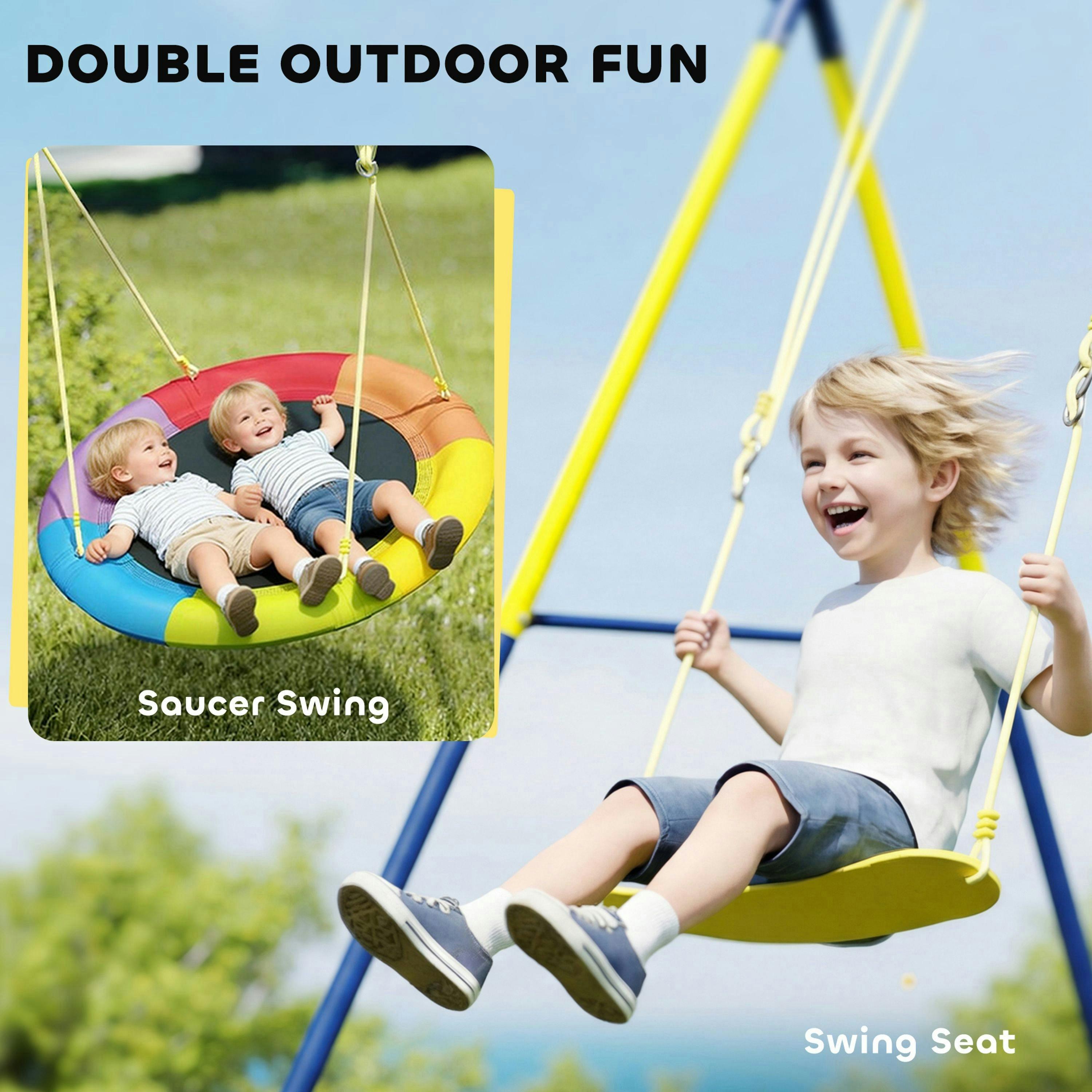 AIYAPLAY Kids Swing Set with Double Swings, Metal Frame, 150kg Capacity , view 4 of 6