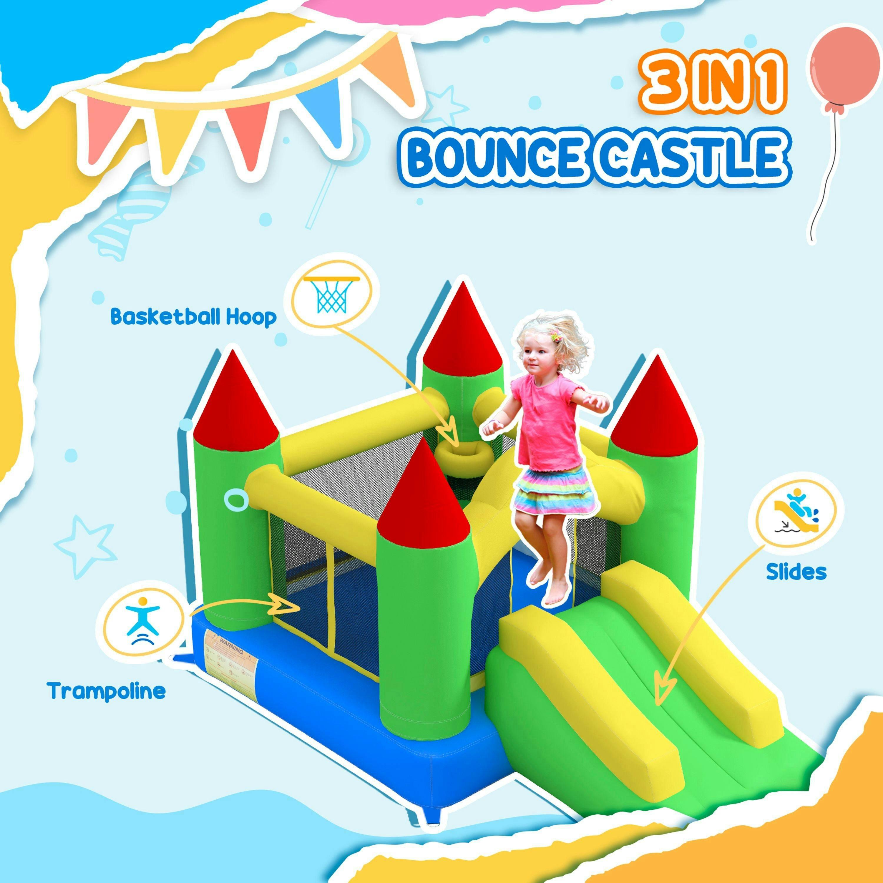 HOMCOM Bouncy Castle with Slide Inflatable Bouncer Kids Jumper Bounce Castle , view 4 of 6