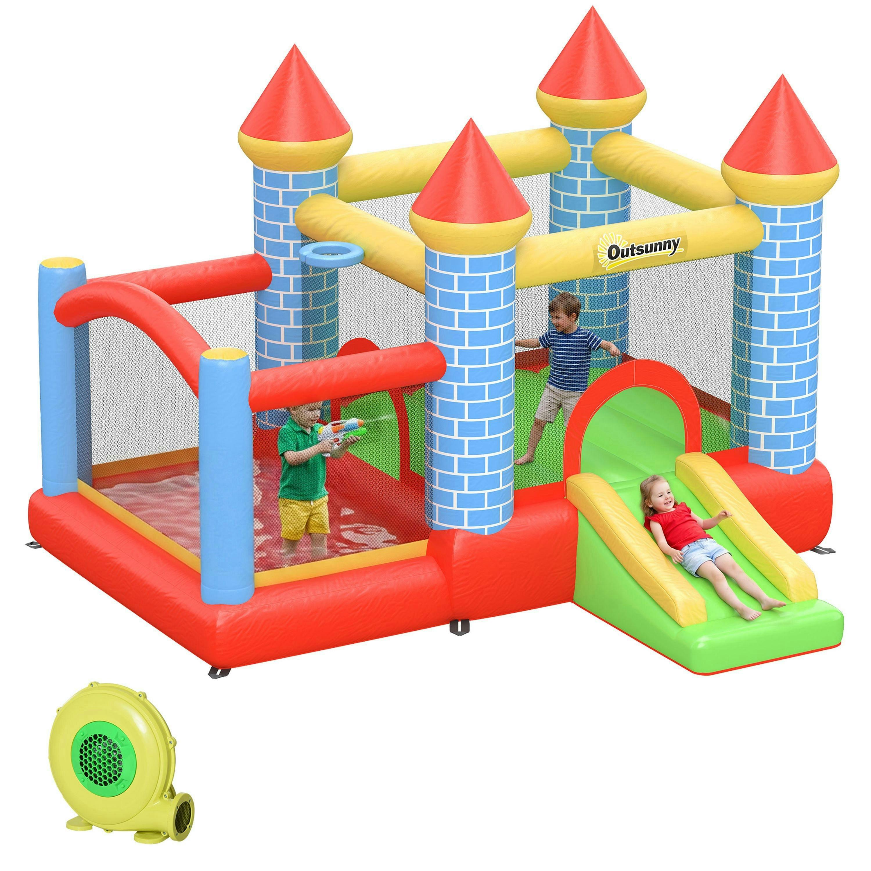 Outsunny Bouncy Castle W/ Fun Features, Blower, Multicoloured , view 2 of 6