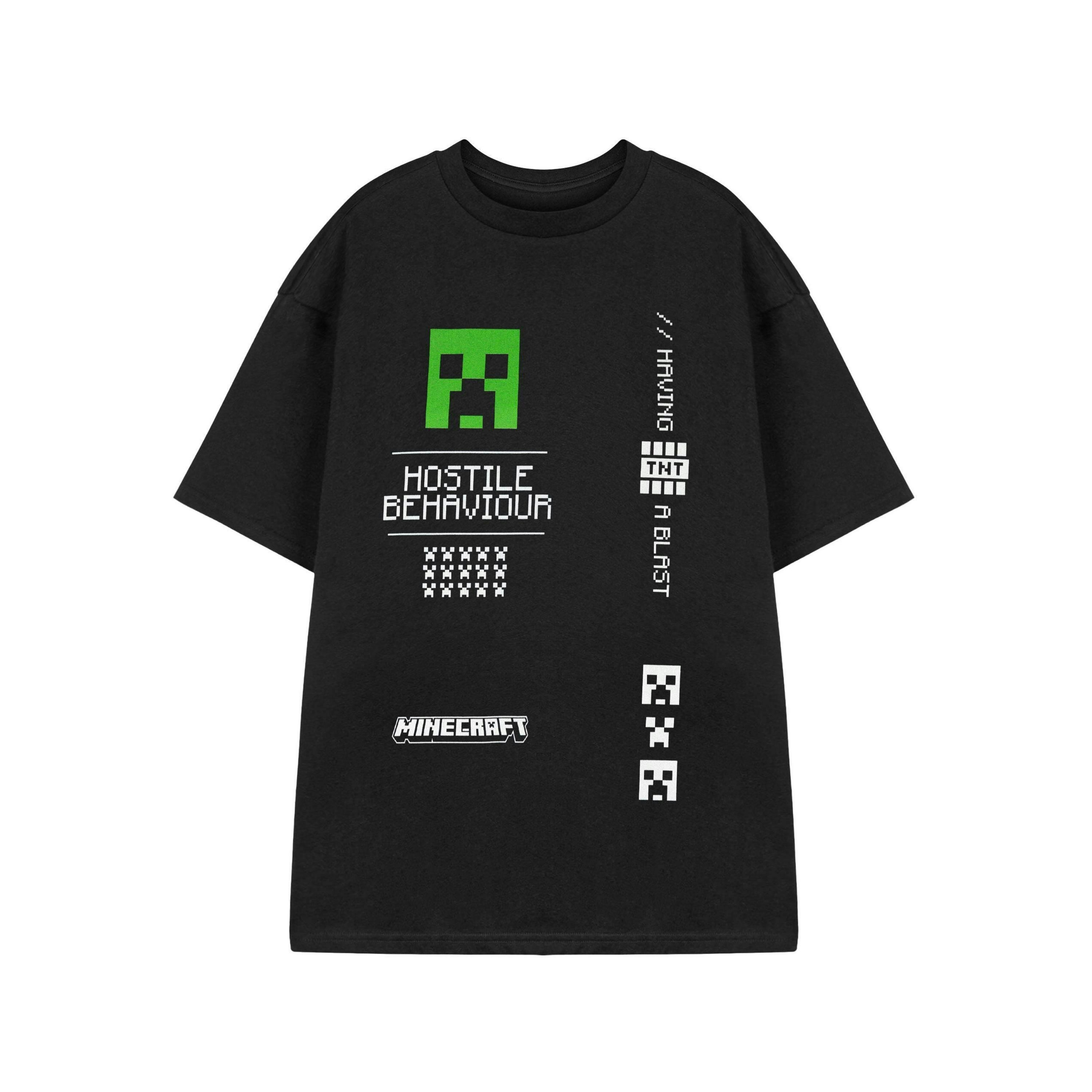 Minecraft Mens Black Hostile Behaviour Short Sleeved T-Shirt by Vanilla Underground , view 1 of 1