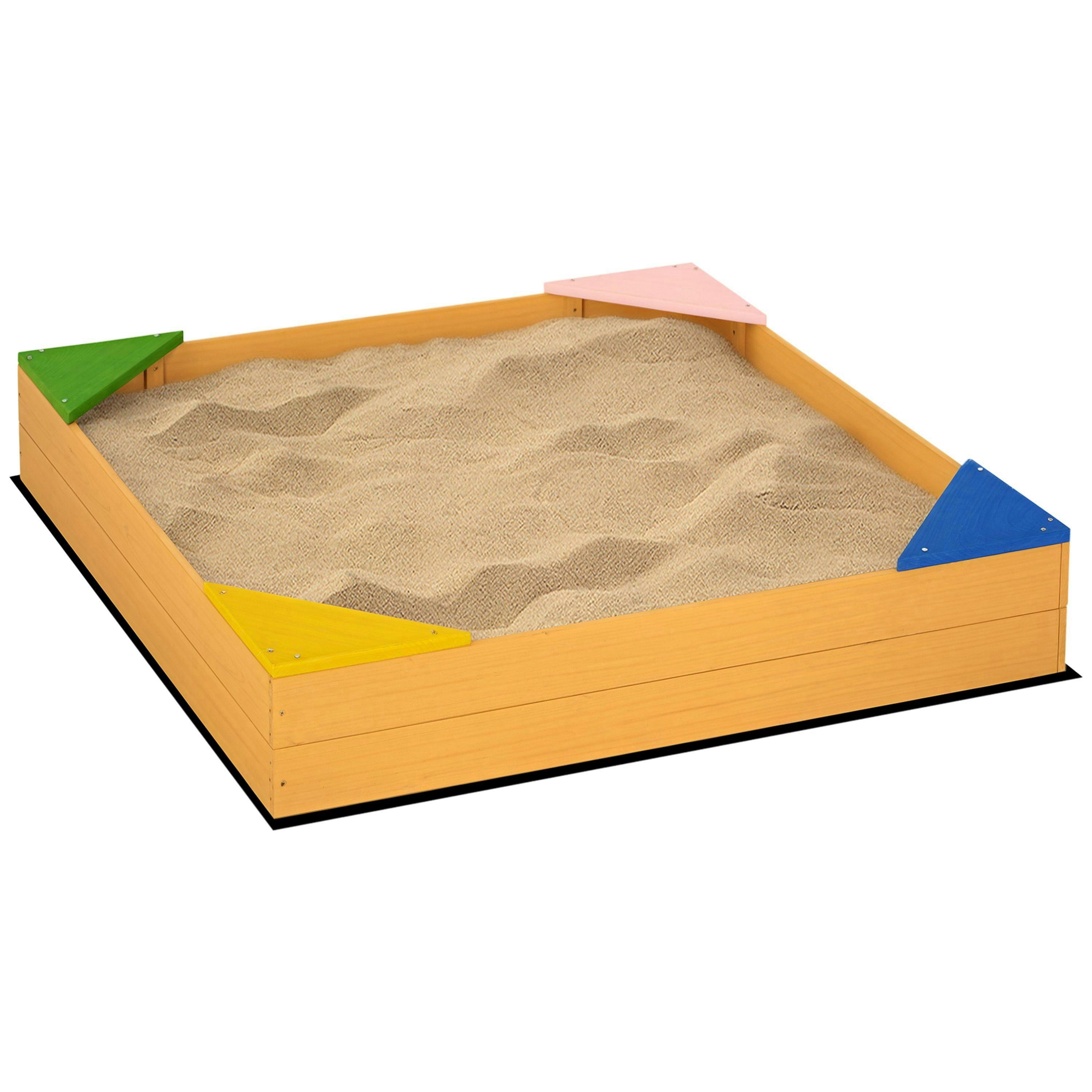 Outsunny Kids Wooden Sand Pit Sandbox w/ Seats, for Gardens, Playgrounds , view 2 of 6