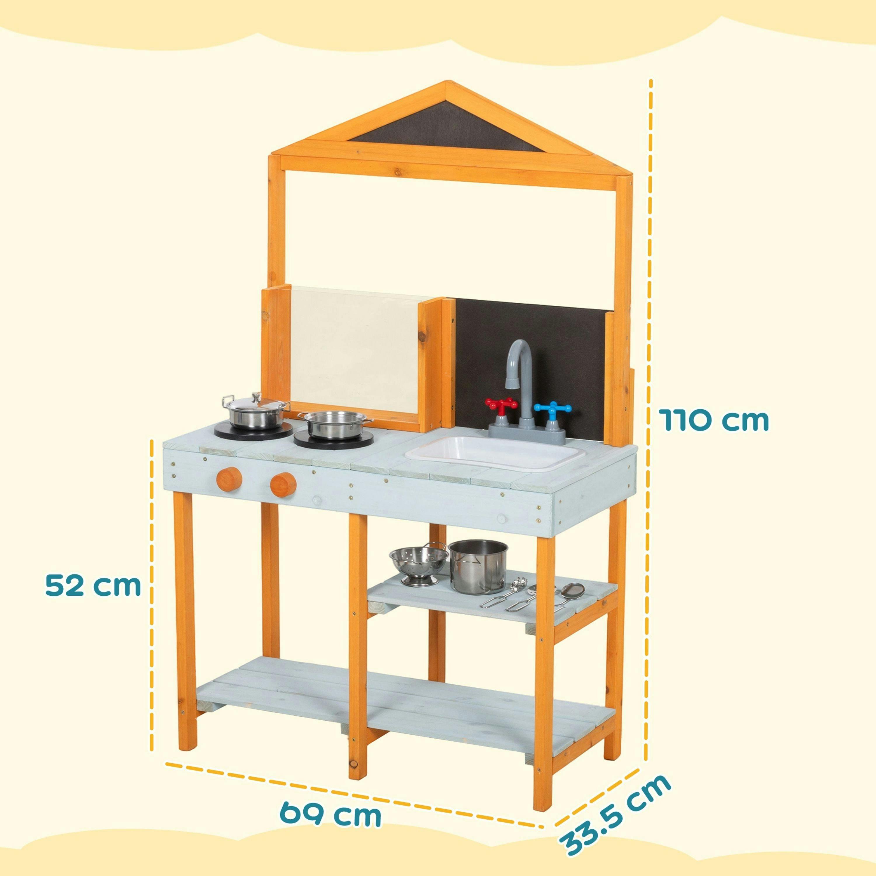 AIYAPLAY Wooden Mud Kitchen for Kids with Removable Sink, Cookware, Shelves , view 3 of 6