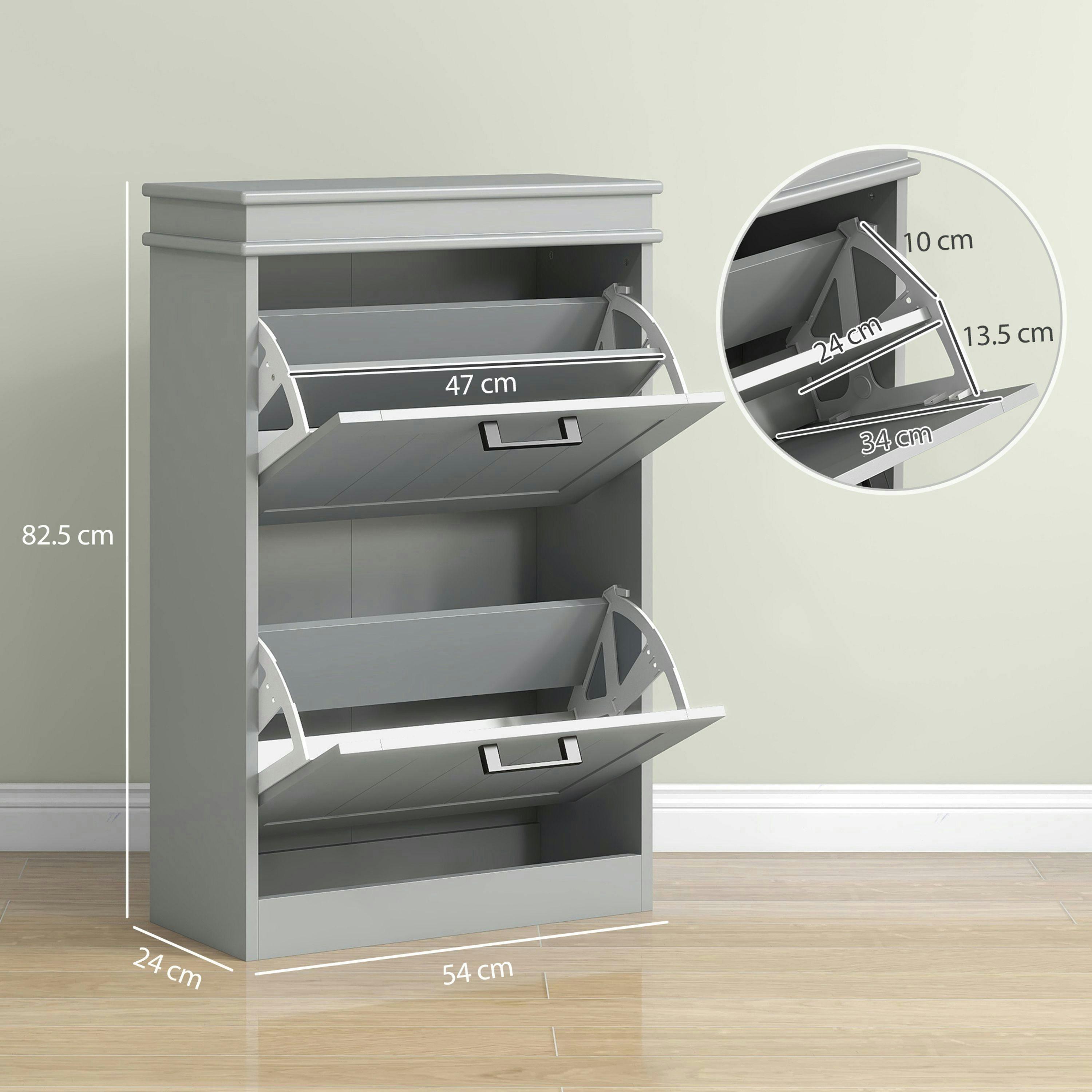 HOMCOM Slim Shoe Storage Cabinet with 2 Flip Drawers for Entryway , view 3 of 5