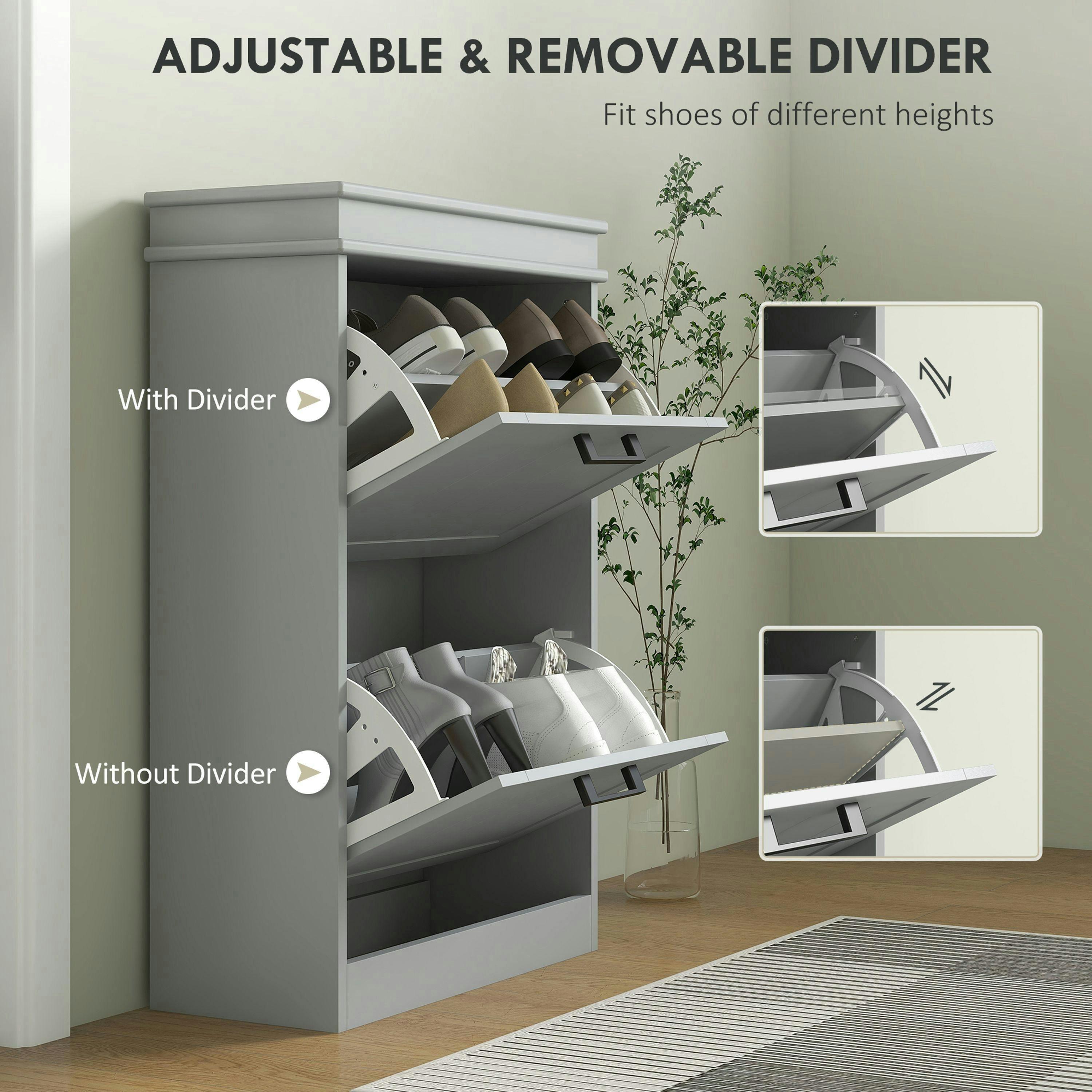 HOMCOM Slim Shoe Storage Cabinet with 2 Flip Drawers for Entryway , view 5 of 5