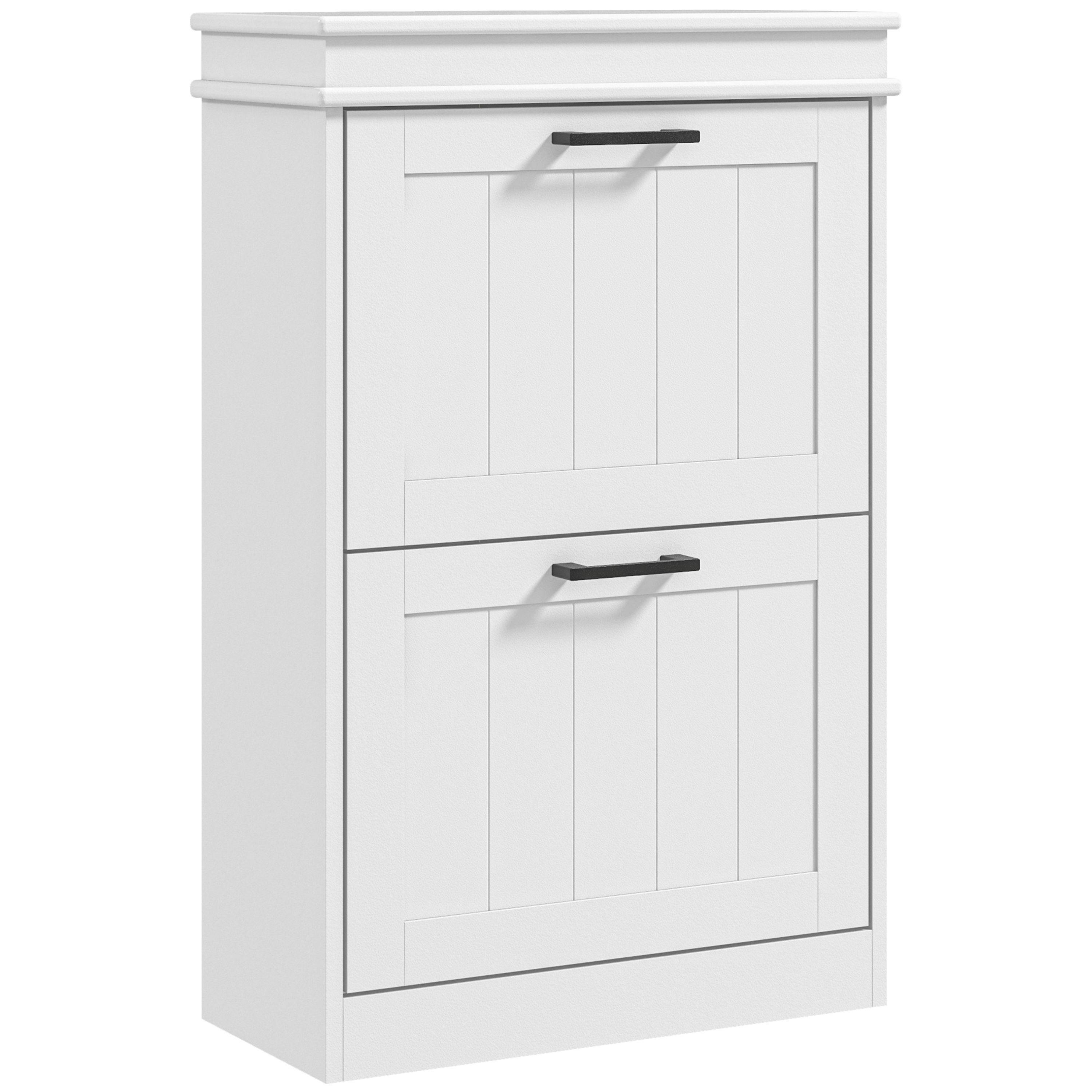HOMCOM Shoe Storage Cabinet with Adjustable Shelves Drawers for Entryway , view 2 of 5